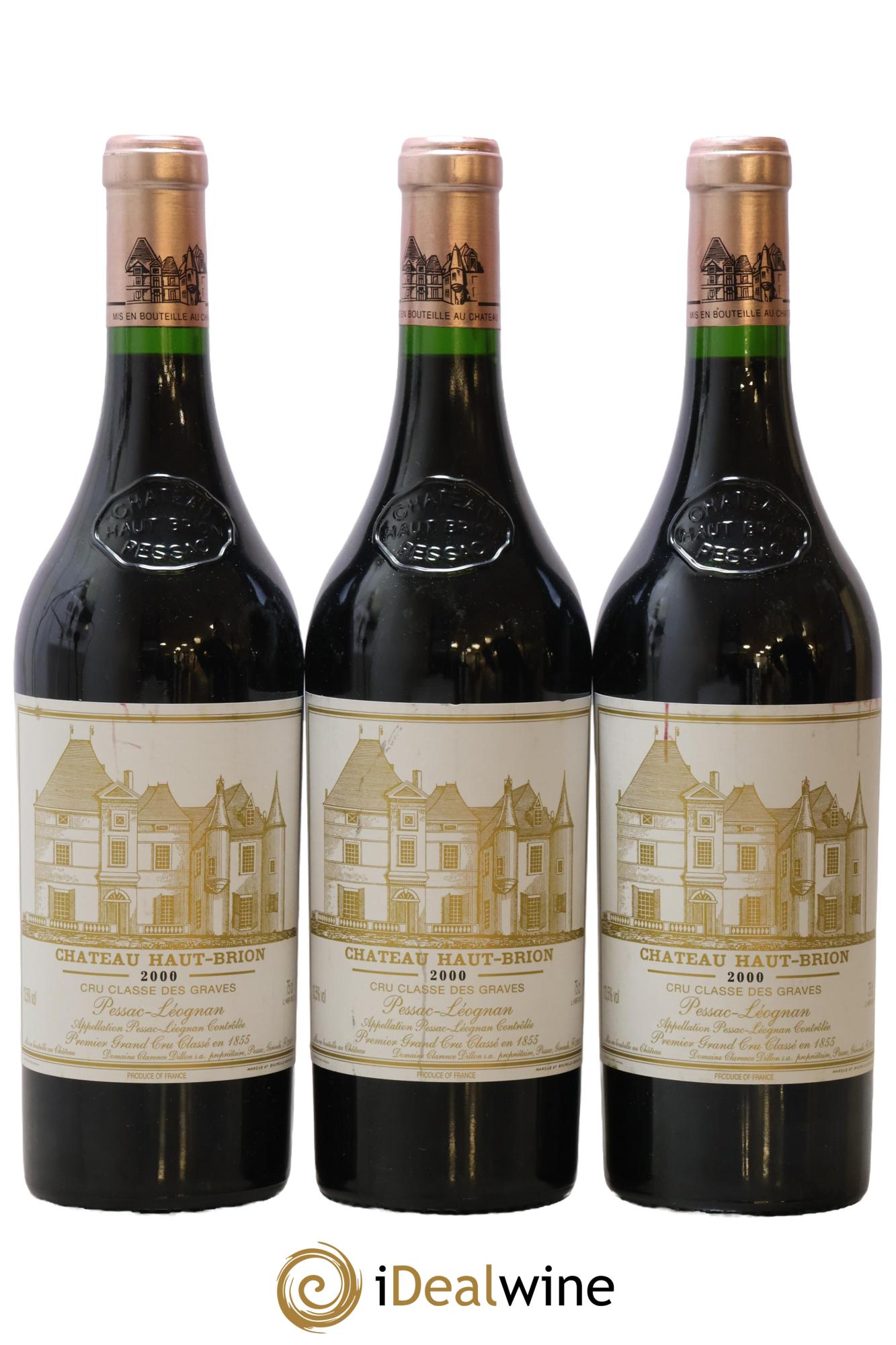 Château Haut Brion 1er Grand Cru Classé 2000 - Lot de 3 bouteilles - 0