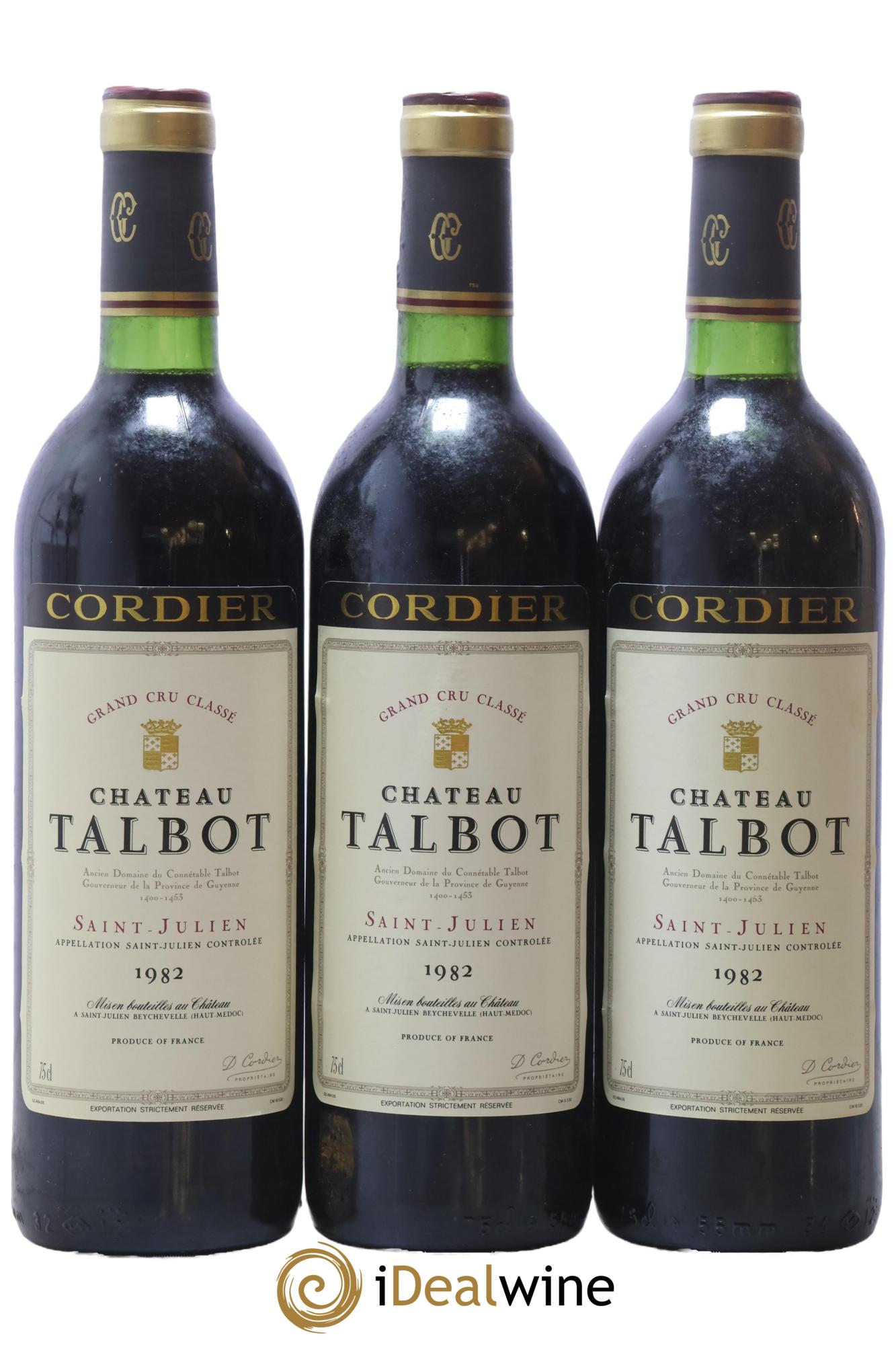 Château Talbot 4ème Grand Cru Classé 1982 - Lot de 3 bouteilles - 0