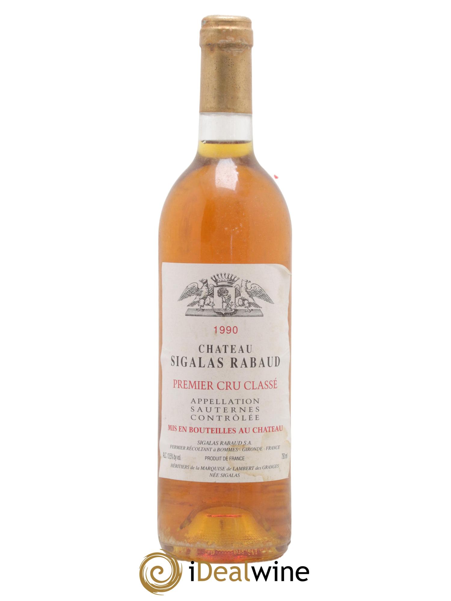 Château Sigalas Rabaud 1er Grand Cru Classé 1990 - Posten von 1 Flasche - 0
