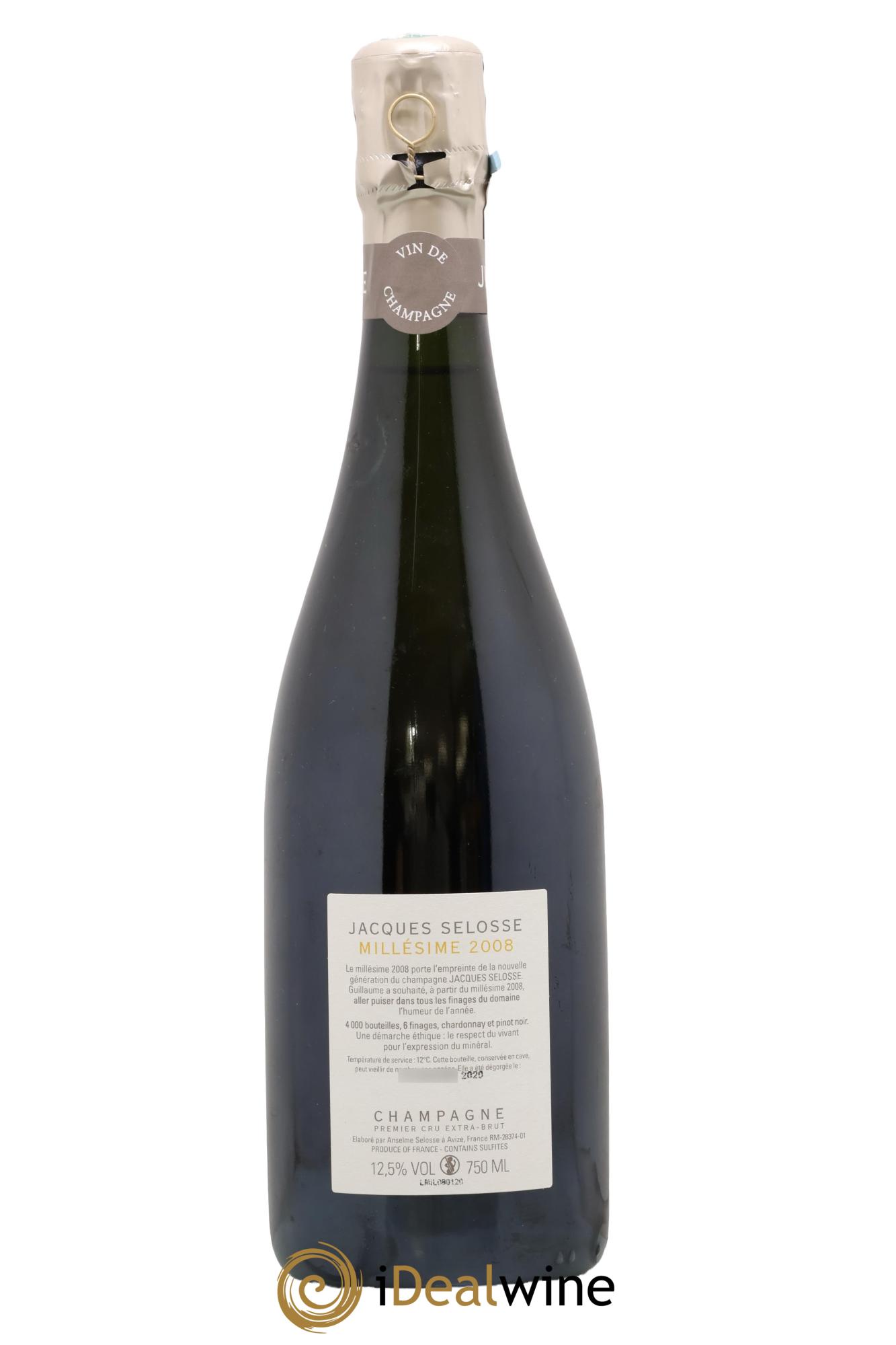 1er Cru Millésimé Extra-Brut Jacques Selosse 2008 - Posten von 1 Flasche - 1
