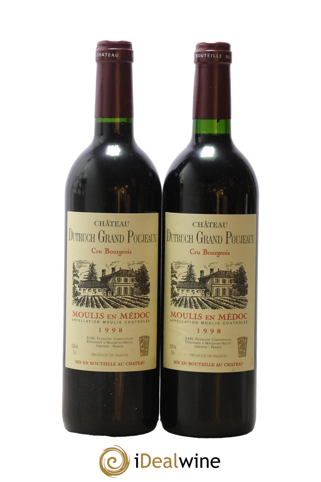 Château Dutruch Grand Poujeaux Cru Bourgeois 1998 - Posten von 2 Flaschen - 0
