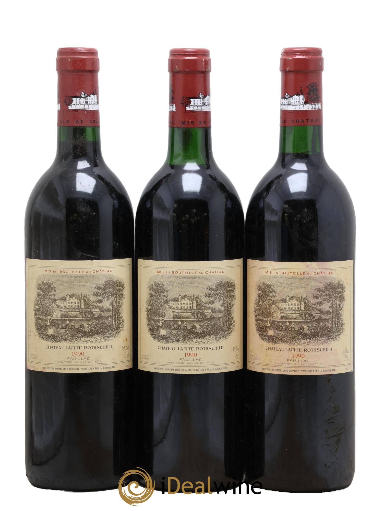 Château Lafite Rothschild 1er Grand Cru Classé 1990 - Lotto di 3 bottiglie - 0