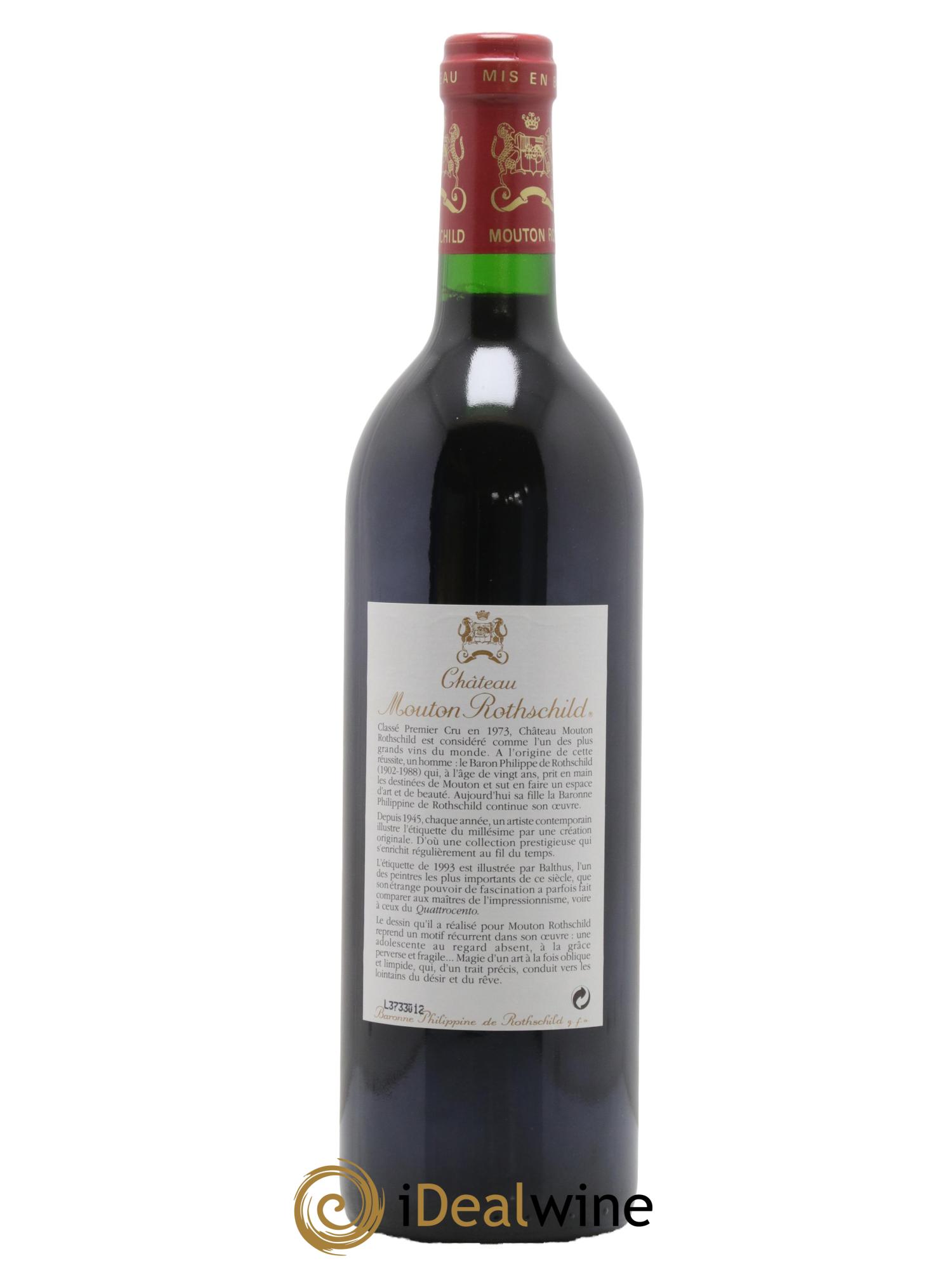 Château Mouton Rothschild 1er Grand Cru Classé 1993 - Lot de 1 bouteille - 1