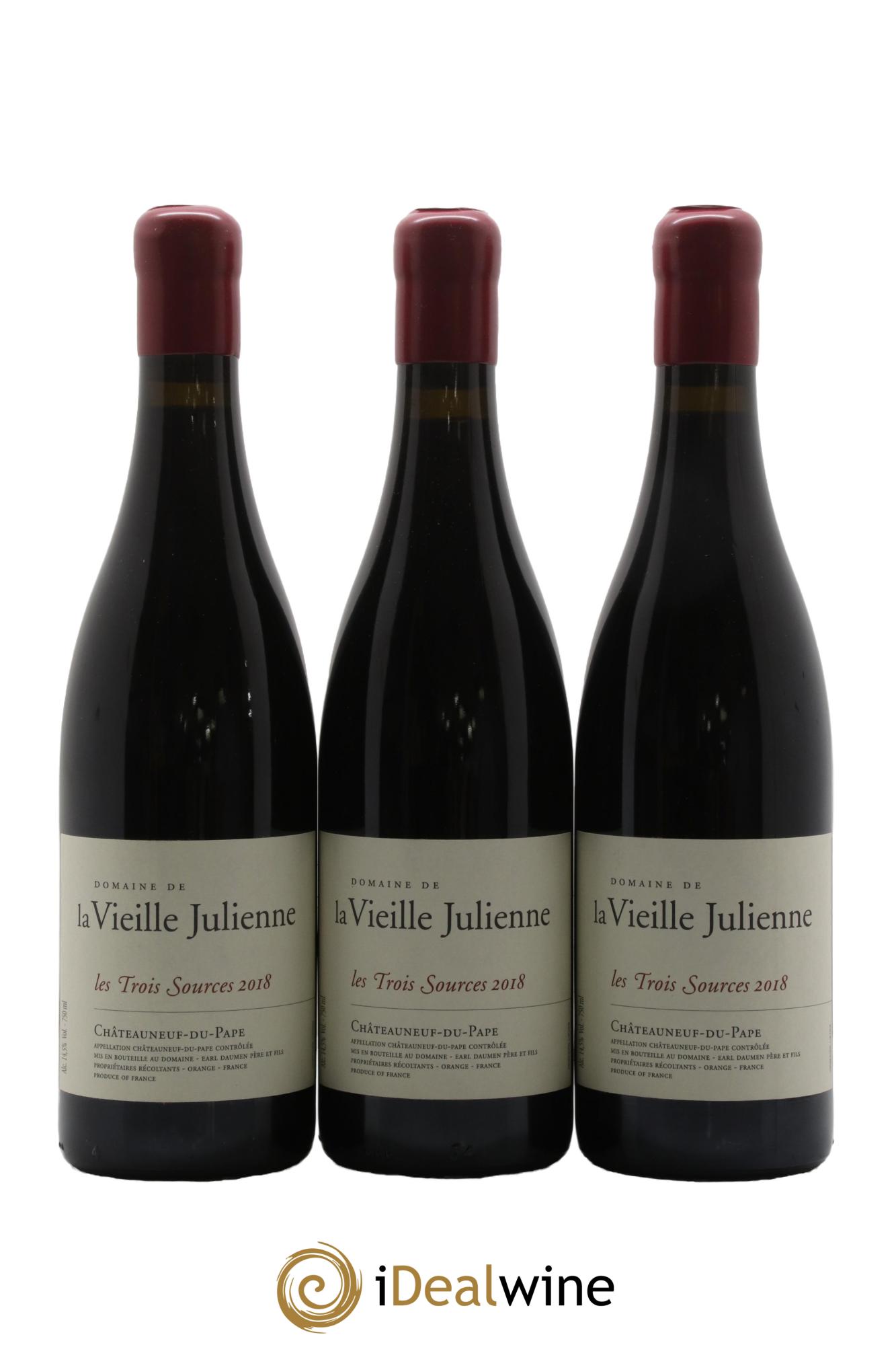 Châteauneuf-du-Pape Vieille Julienne (Domaine de la) Les Trois Sources Jean-Paul Daumen 2018 - Posten von 3 Flaschen - 0