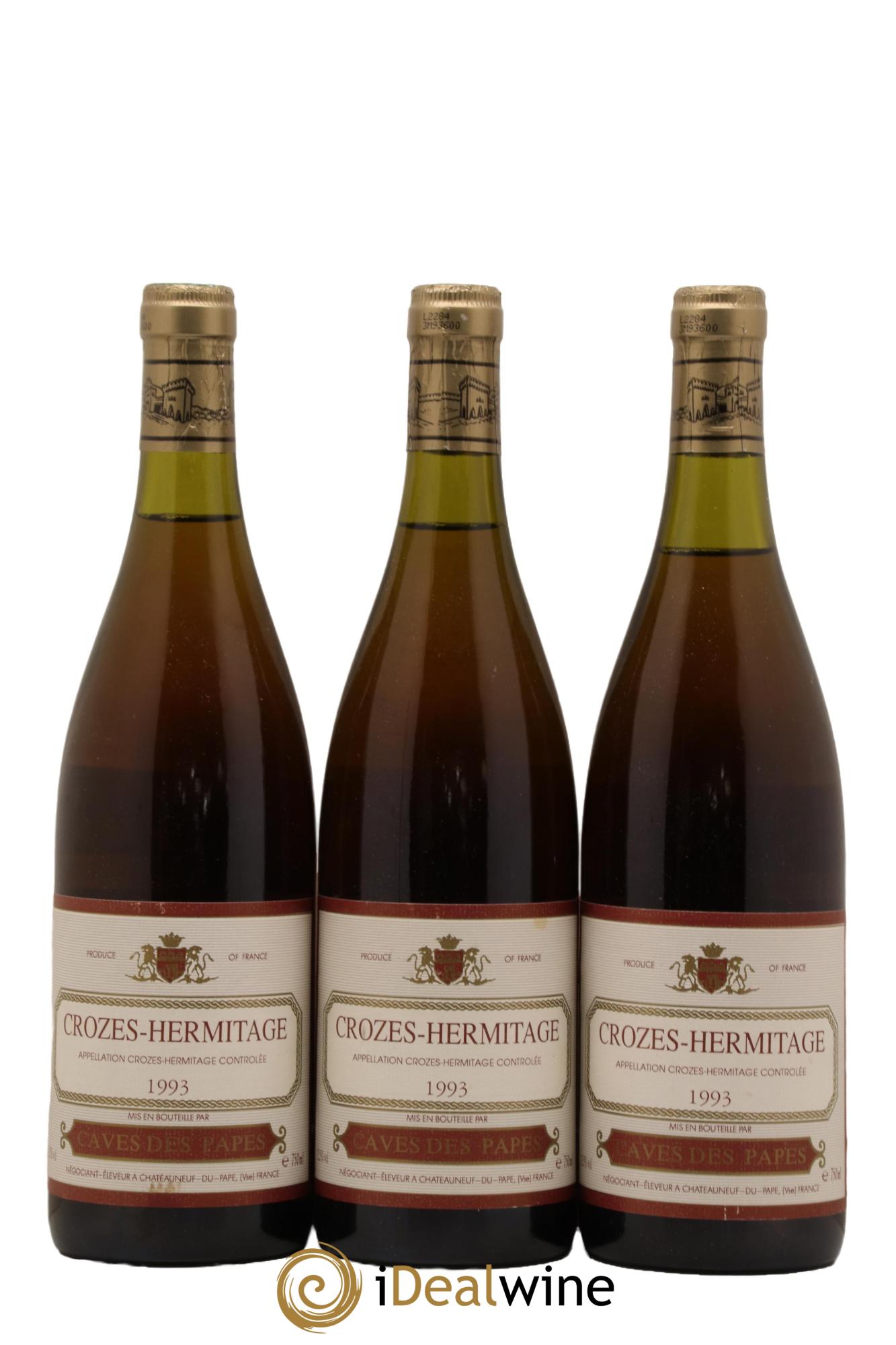 Crozes-Hermitage Caves des Papes 1993 - Lot de 3 bouteilles - 0