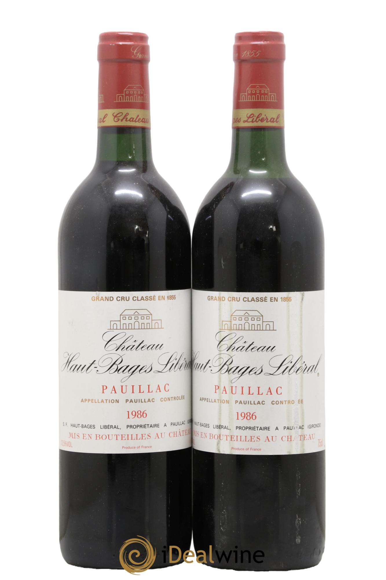 Château Haut Bages Libéral 5ème Grand Cru Classé 1986 - Lot de 2 bouteilles - 0