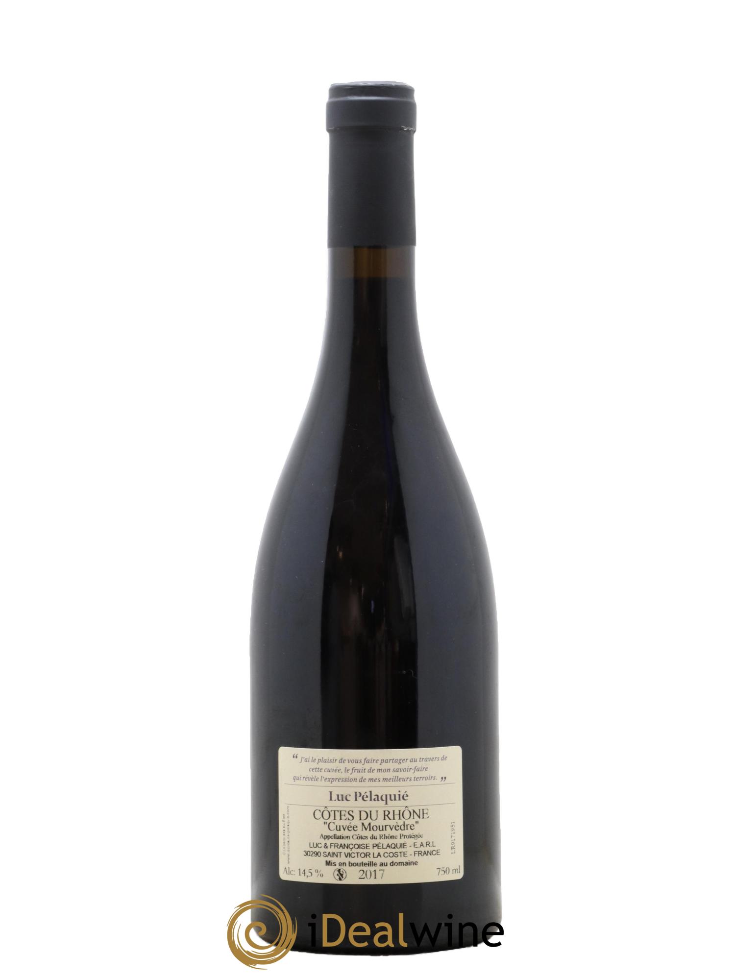 Côtes-du-Rhône Cuvée Mourvedre Domaine Luc Pelaquie 2017 - Lot de 1 bouteille - 1