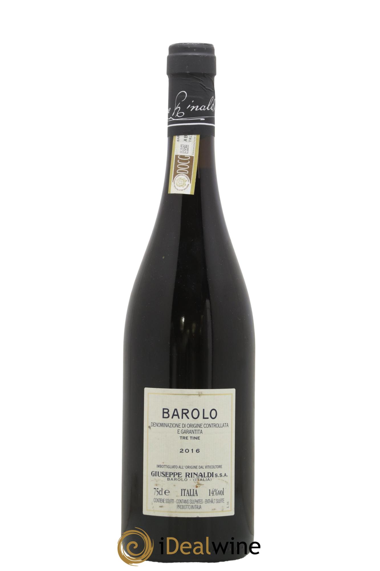 Barolo DOCG Tre Tine Giuseppe Rinaldi 2016 - Lot de 1 bouteille - 1