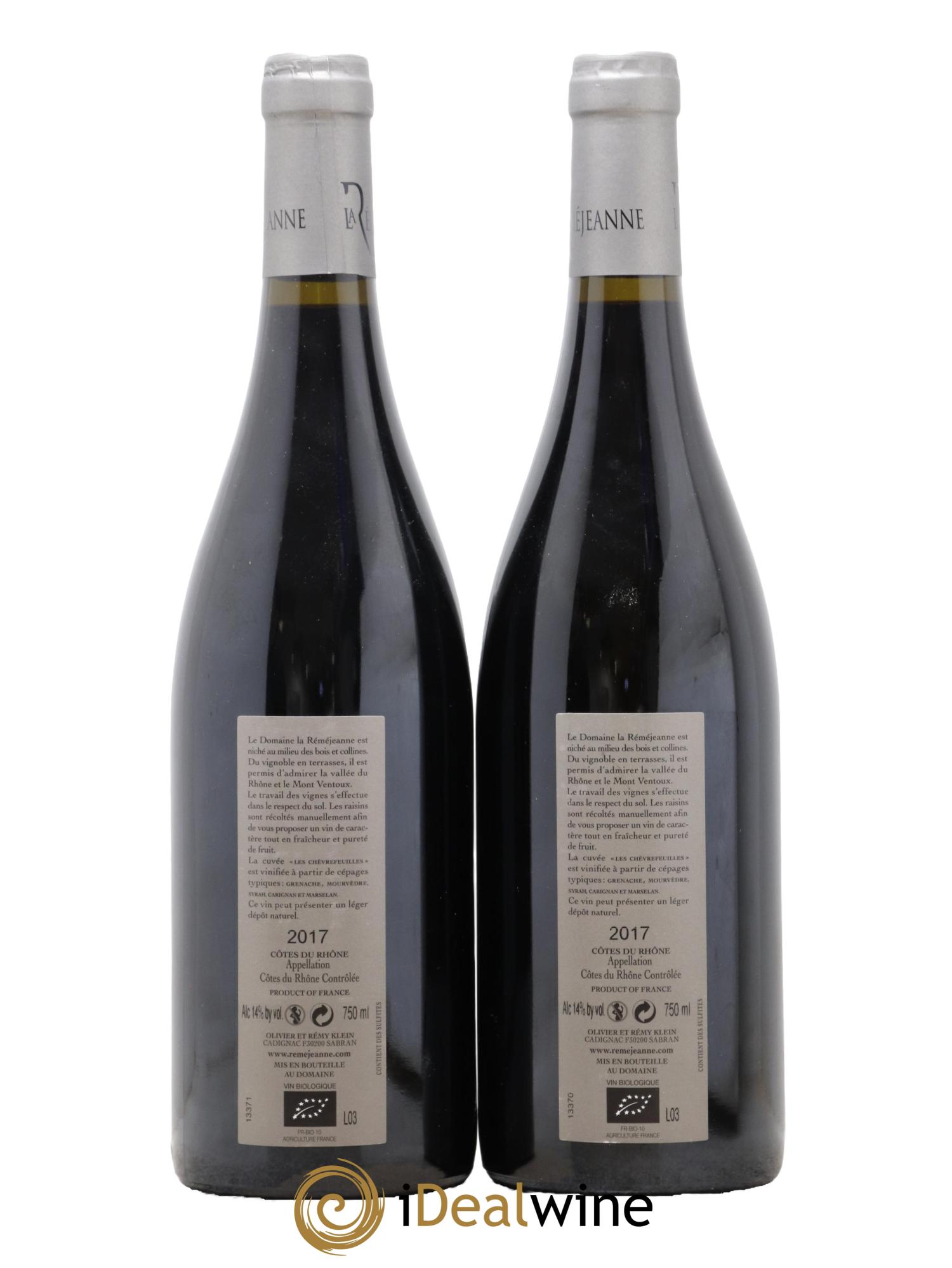 Côtes-du-Rhône Les Chèvrefeuilles La Réméjeanne 2017 - Lot of 2 bottles - 1