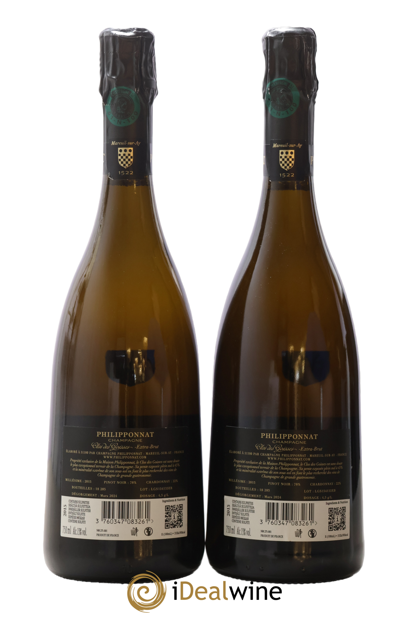 Clos des Goisses Philipponnat 2015 - Lot of 2 bottles - 1