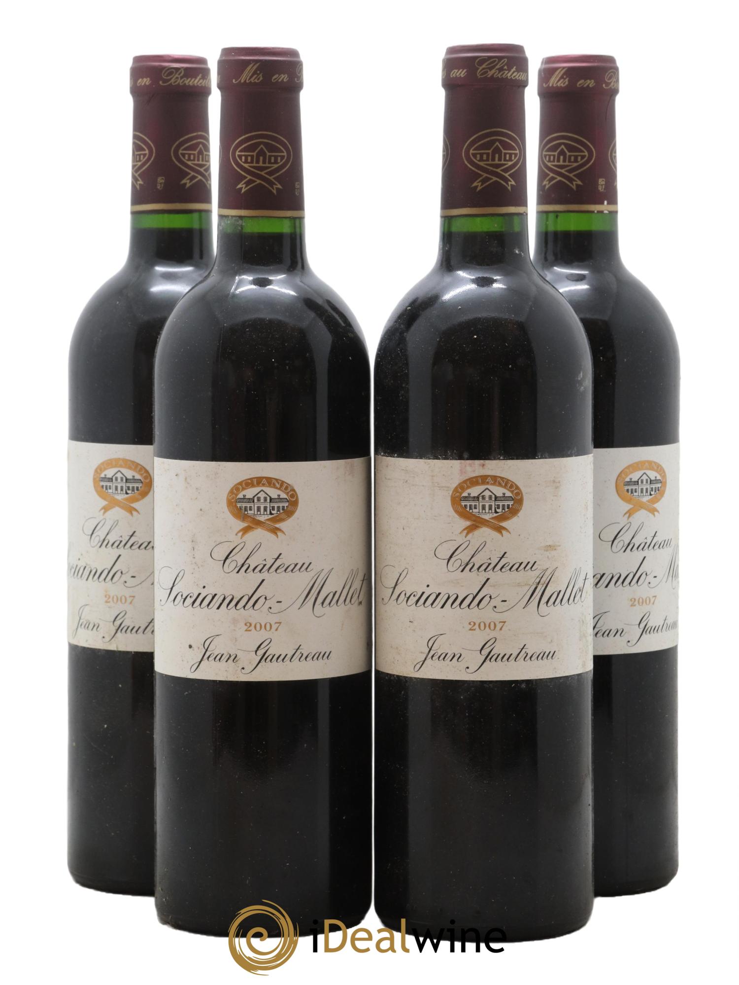 Château Sociando Mallet 2007 - Lotto di 4 bottiglie - 0