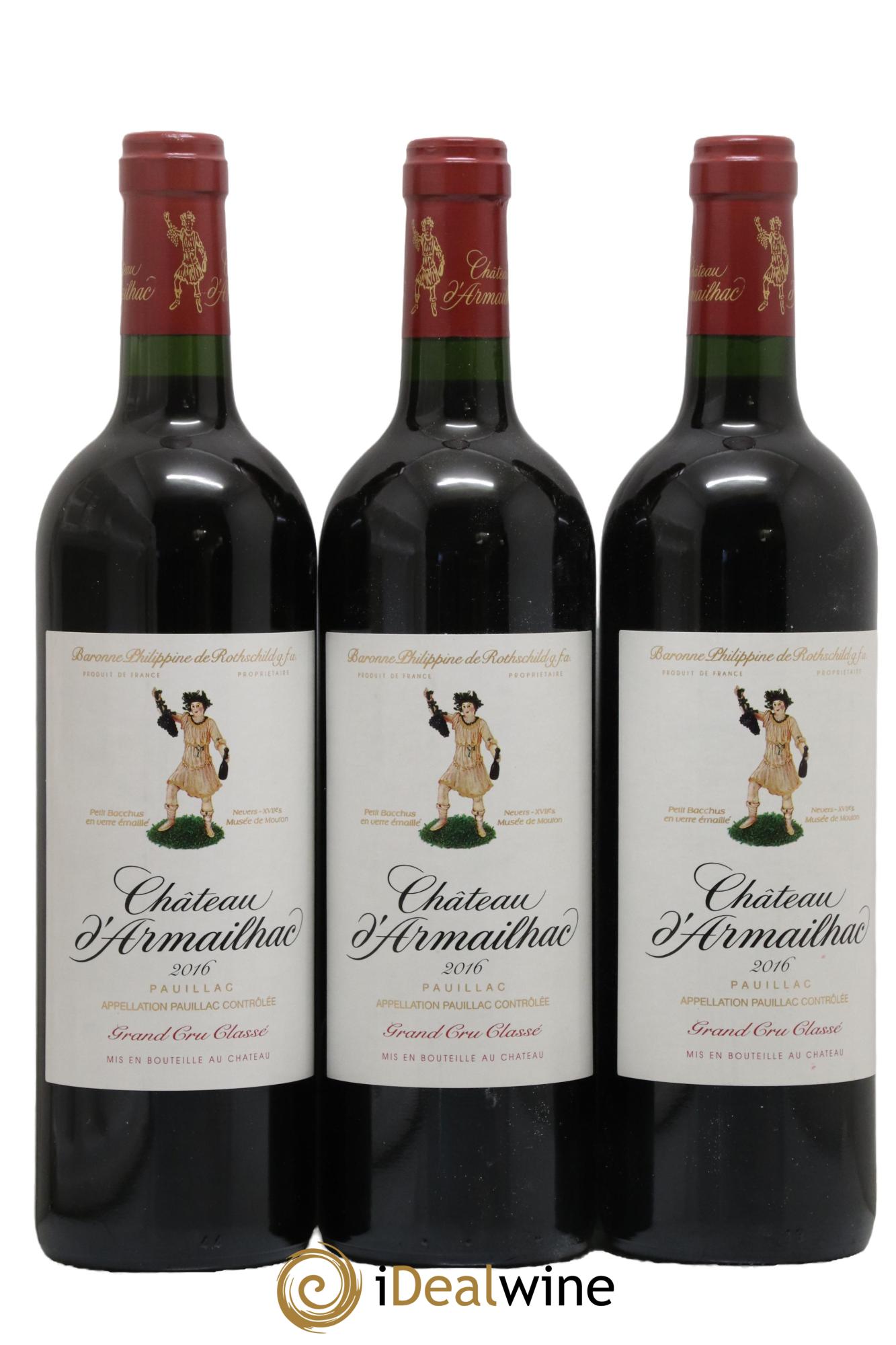 Château d' Armailhac - Mouton Baron(ne) Philippe 5ème Grand Cru Classé 2016 - Lot de 3 bouteilles - 0
