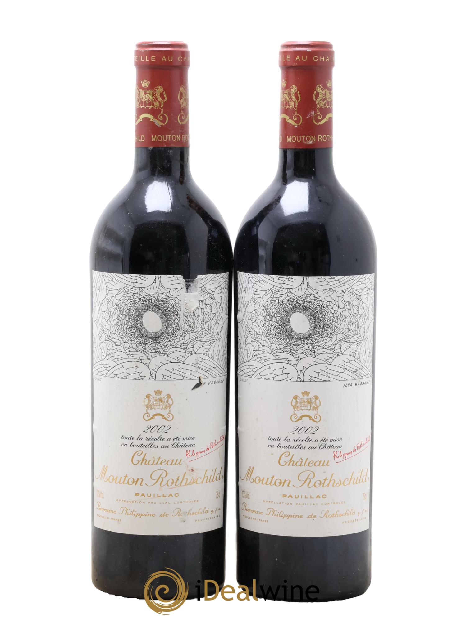 Château Mouton Rothschild 1er Grand Cru Classé 2002 - Lot de 2 bouteilles - 0