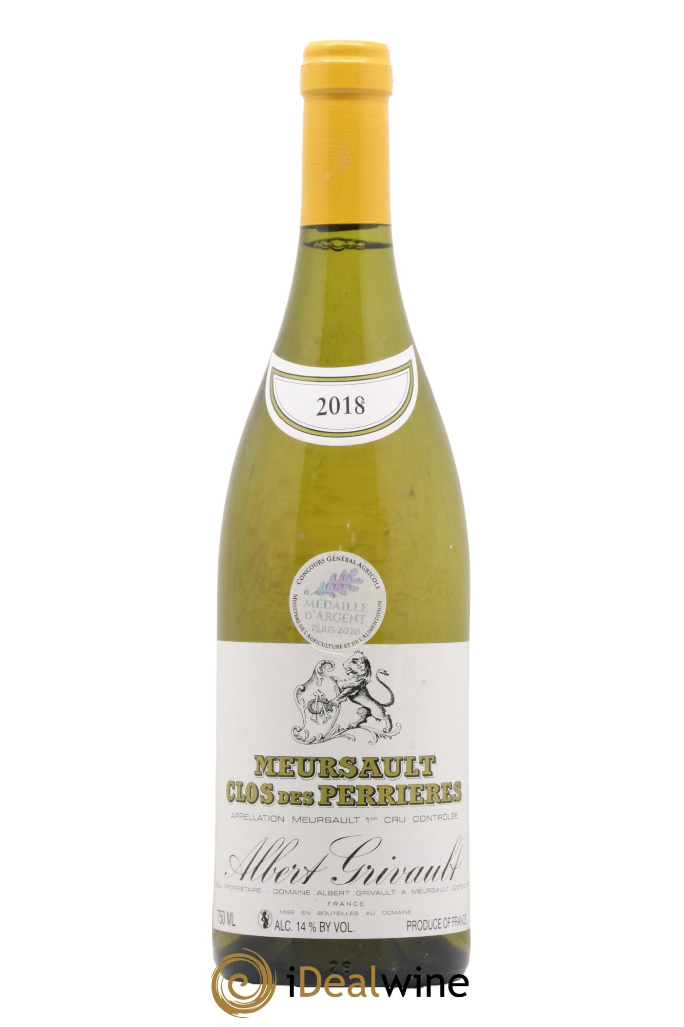 Meursault 1er Cru Clos des Perrières Monopole Albert Grivault 2018 - Lot de 1 bouteille - 0