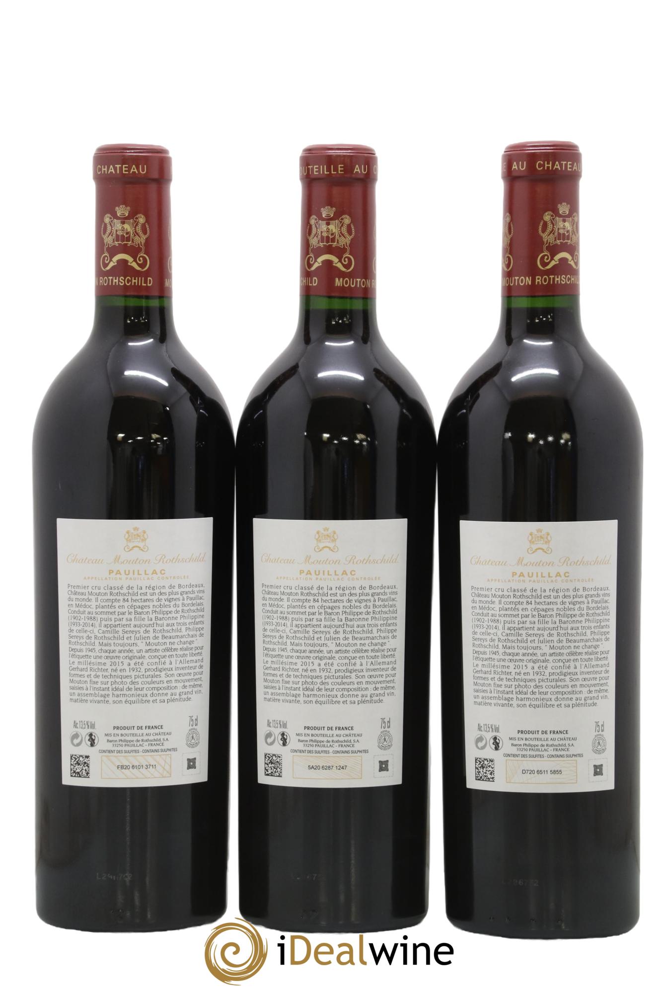 Château Mouton Rothschild 1er Grand Cru Classé 2015 - Lot of 3 bottles - 1