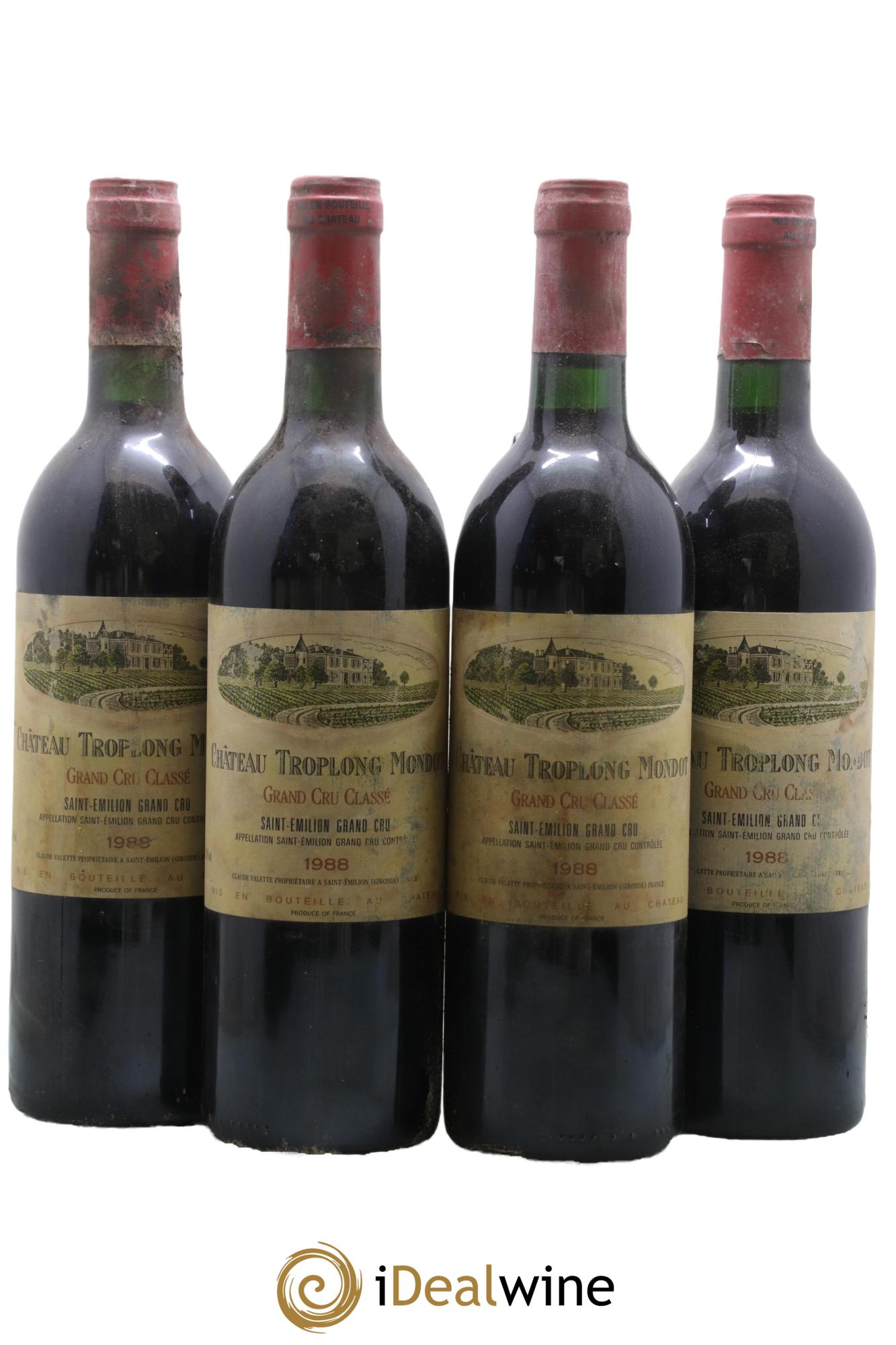 Château Troplong Mondot 1er Grand Cru Classé B 1988 - Posten von 4 Flaschen - 0
