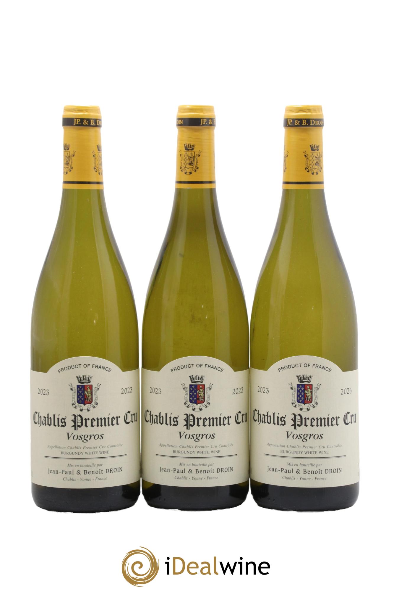 Chablis 1er Cru Vosgros Jean-Paul & Benoît Droin (Domaine) 2023 - Lot de 3 bouteilles - 0
