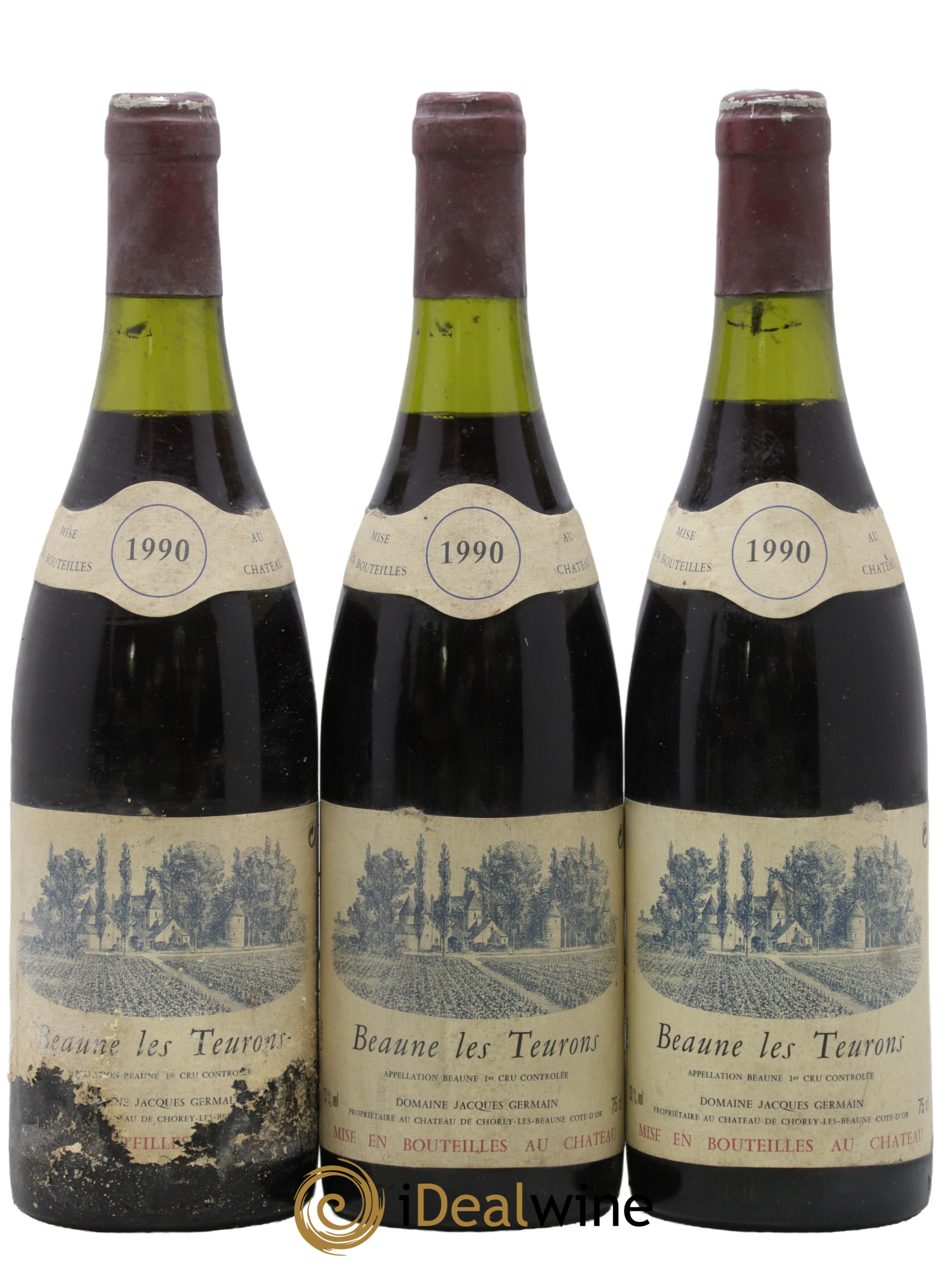 Beaune 1er Cru Les Teurons J. Germain 1990 - Lot de 3 bouteilles - 0