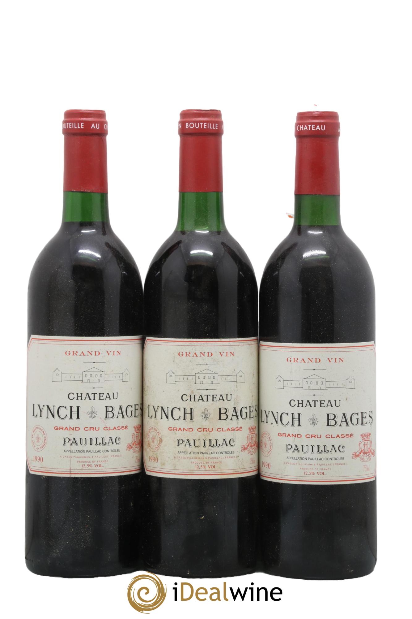 Château Lynch Bages 5ème Grand Cru Classé 1990 - Lot de 3 bouteilles - 0