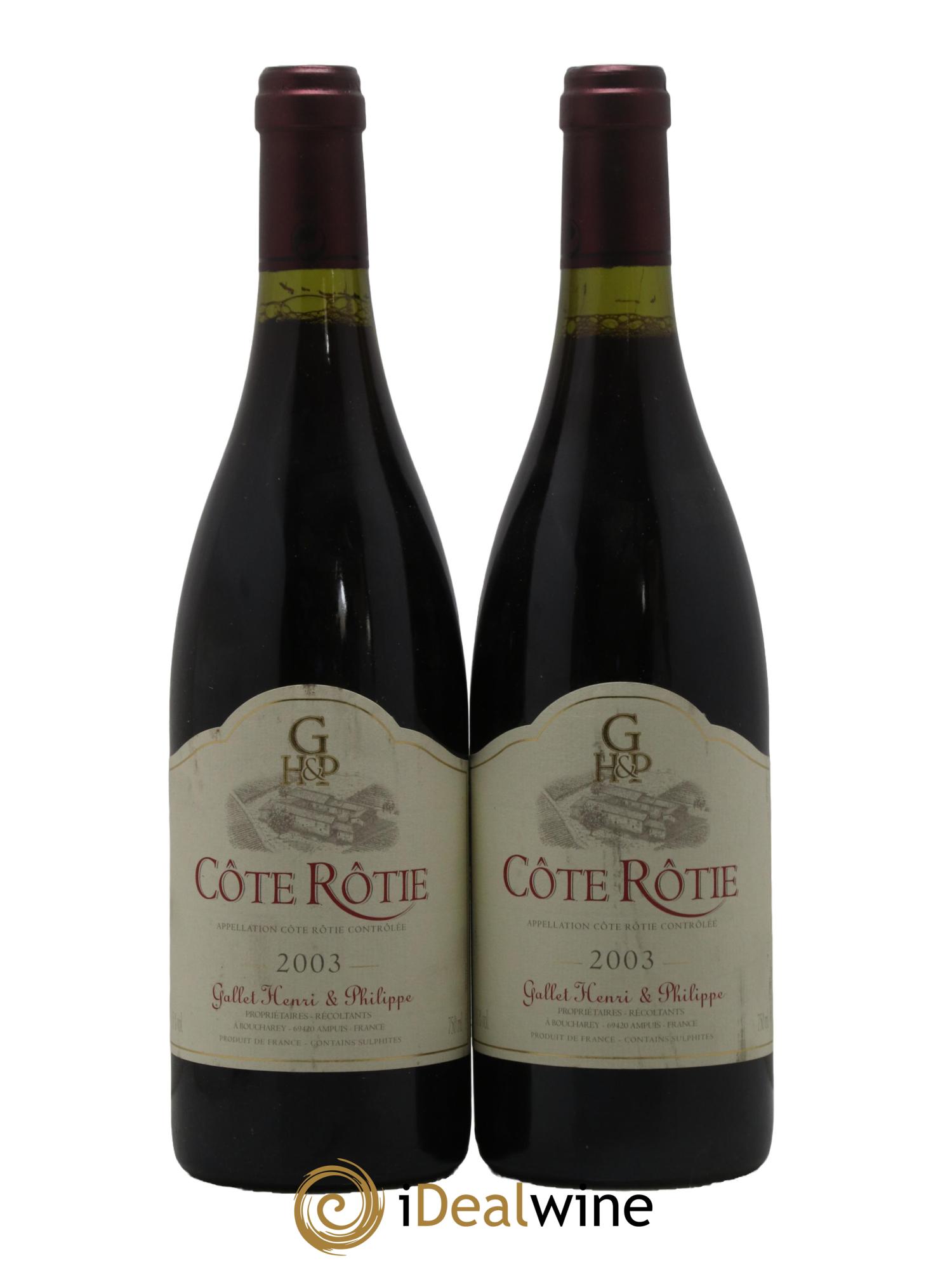 Côte-Rôtie Domaine Gallet 2003 - Lot de 2 bouteilles - 0