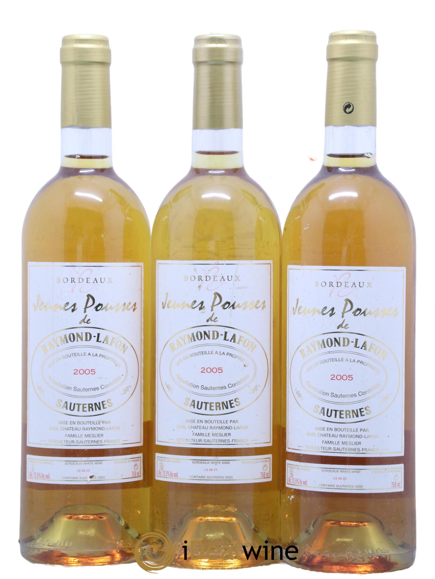 Sauternes Jeunes Pousses Chateau Raymon Lafon 2005 - Lotto di 3 bottiglie - 0