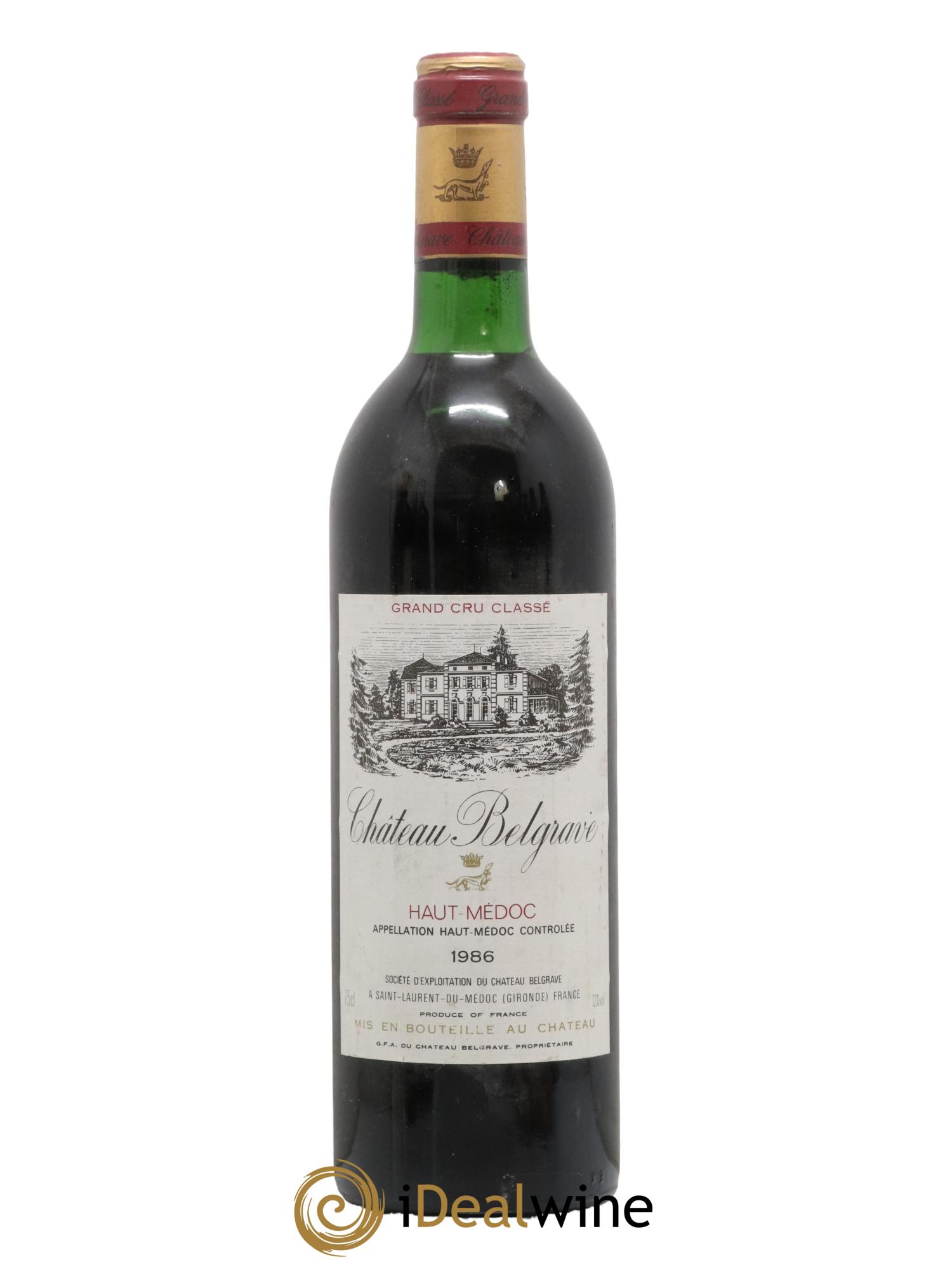 Château Belgrave 5ème Grand Cru Classé 1986 - Lot de 1 bouteille - 0