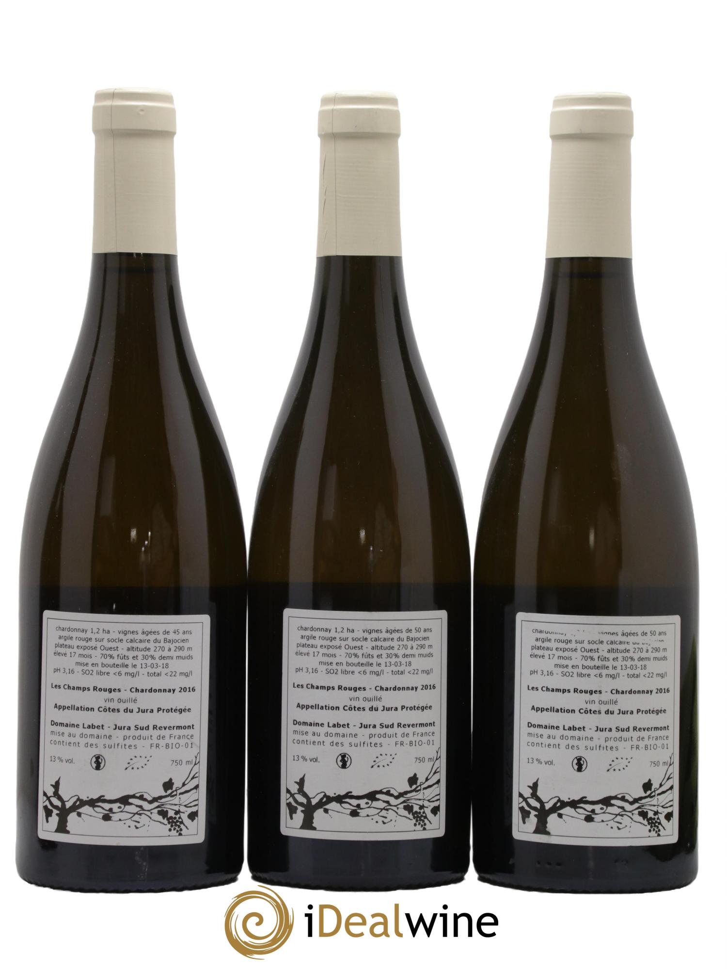 Côtes du Jura Chardonnay Les Champs Rouges Romain - Julien - Charline Labet 2016 - Posten von 3 Flaschen - 1