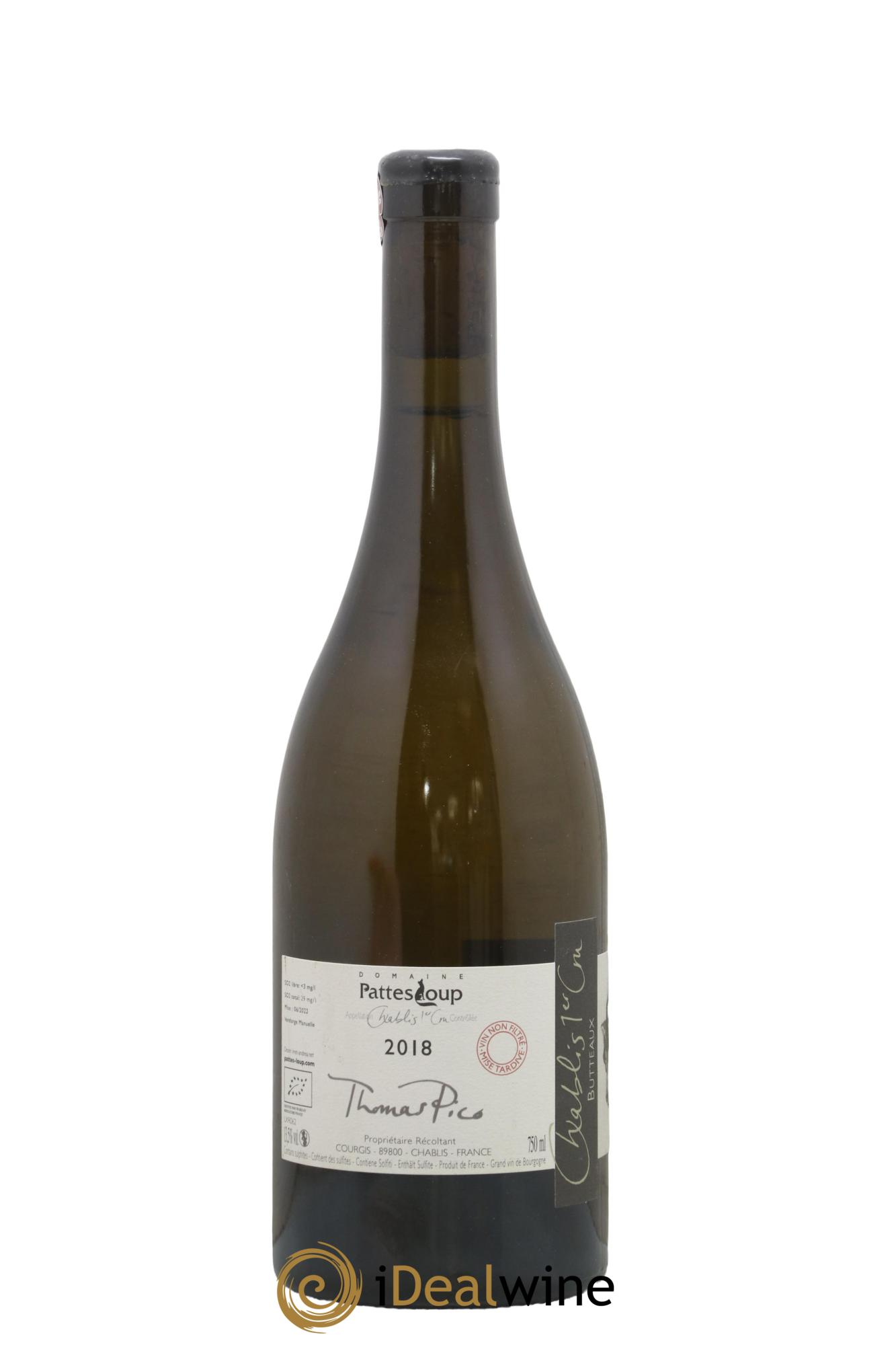 Chablis 1er Cru Butteaux Pattes Loup (Domaine) 2018 - Lot of 1 bottle - 1
