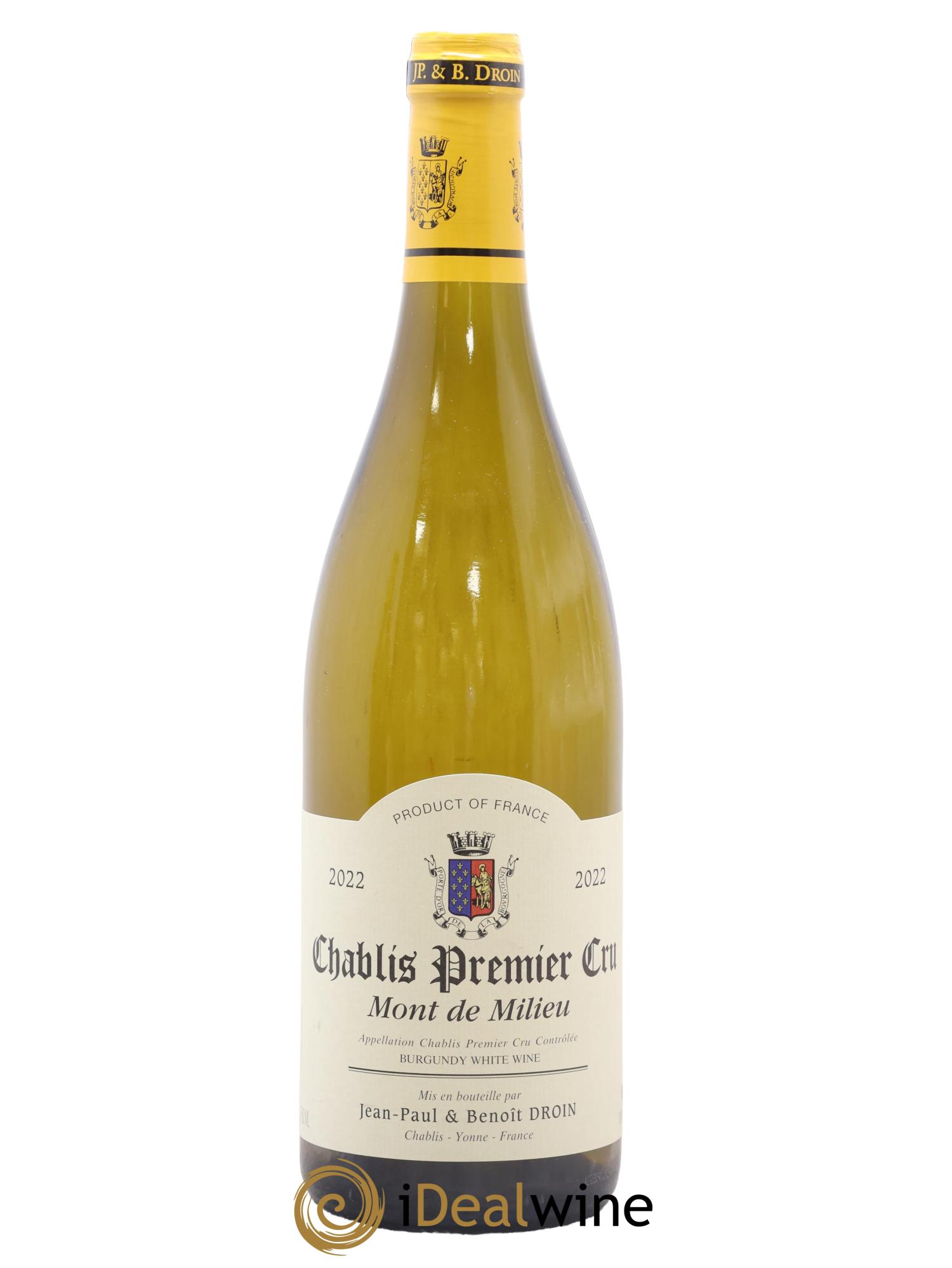 Chablis 1er Cru Mont de Milieu Jean-Paul & Benoît Droin (Domaine) 2022 - Lot de 1 bouteille - 0
