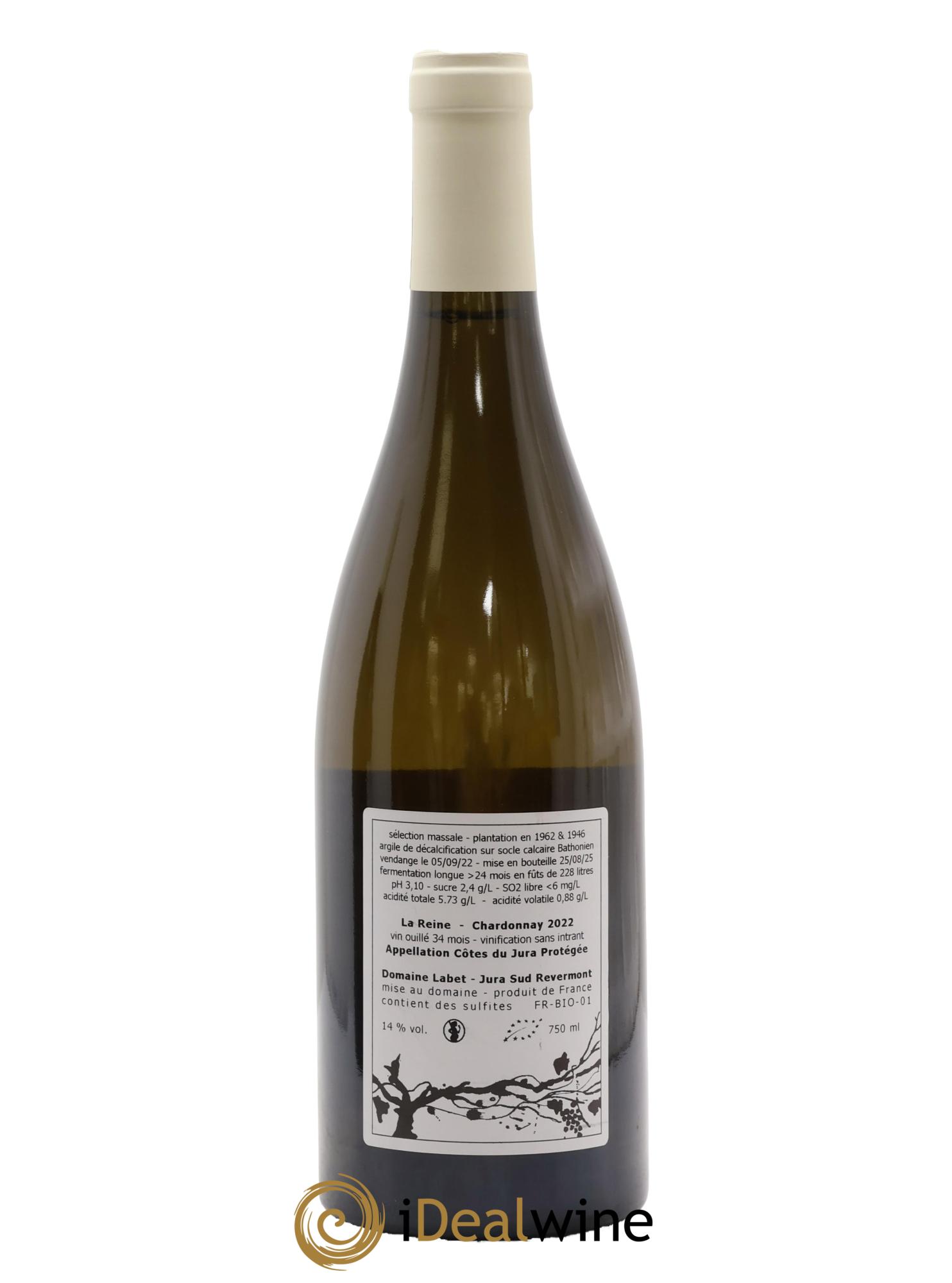 Côtes du Jura Chardonnay La Reine Romain - Julien - Charline Labet 2022 - Lot de 1 bouteille - 1