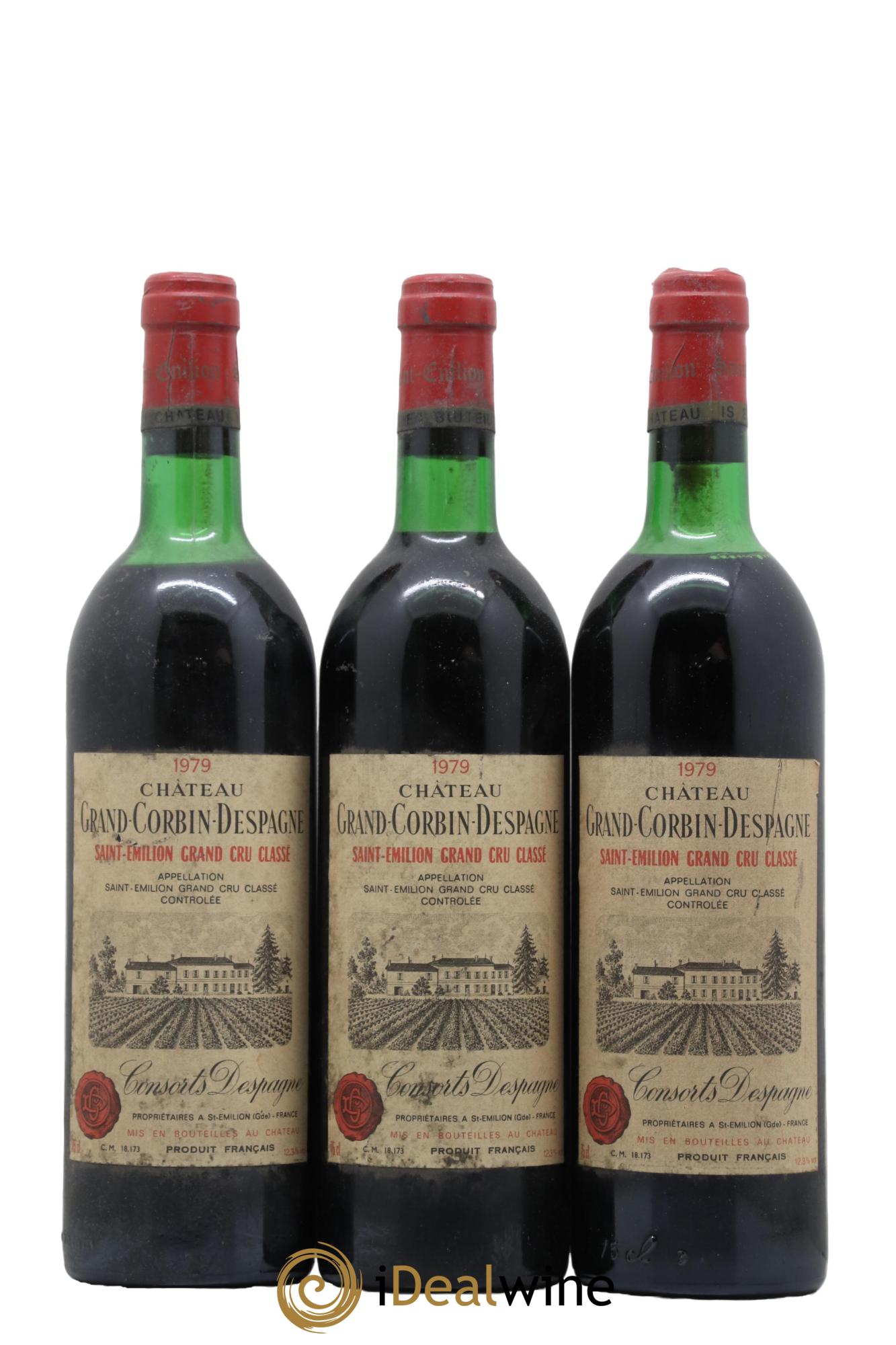 Château Grand Corbin Despagne Grand Cru Classé 1979 - Lot de 3 bouteilles - 0