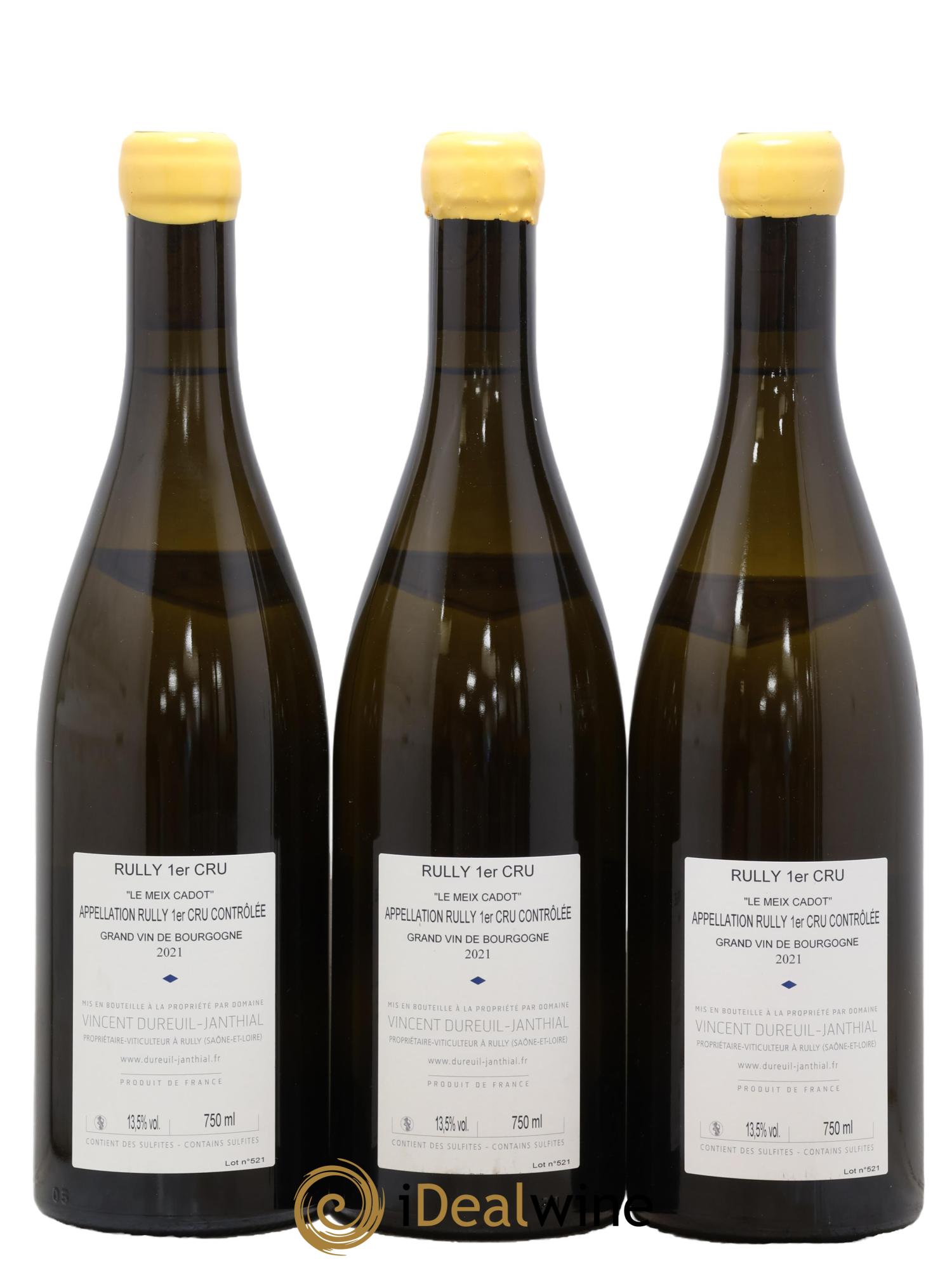 Rully 1er Cru Le Meix Cadot Vincent Dureuil-Janthial 2021 - Lotto di 3 bottiglie - 1