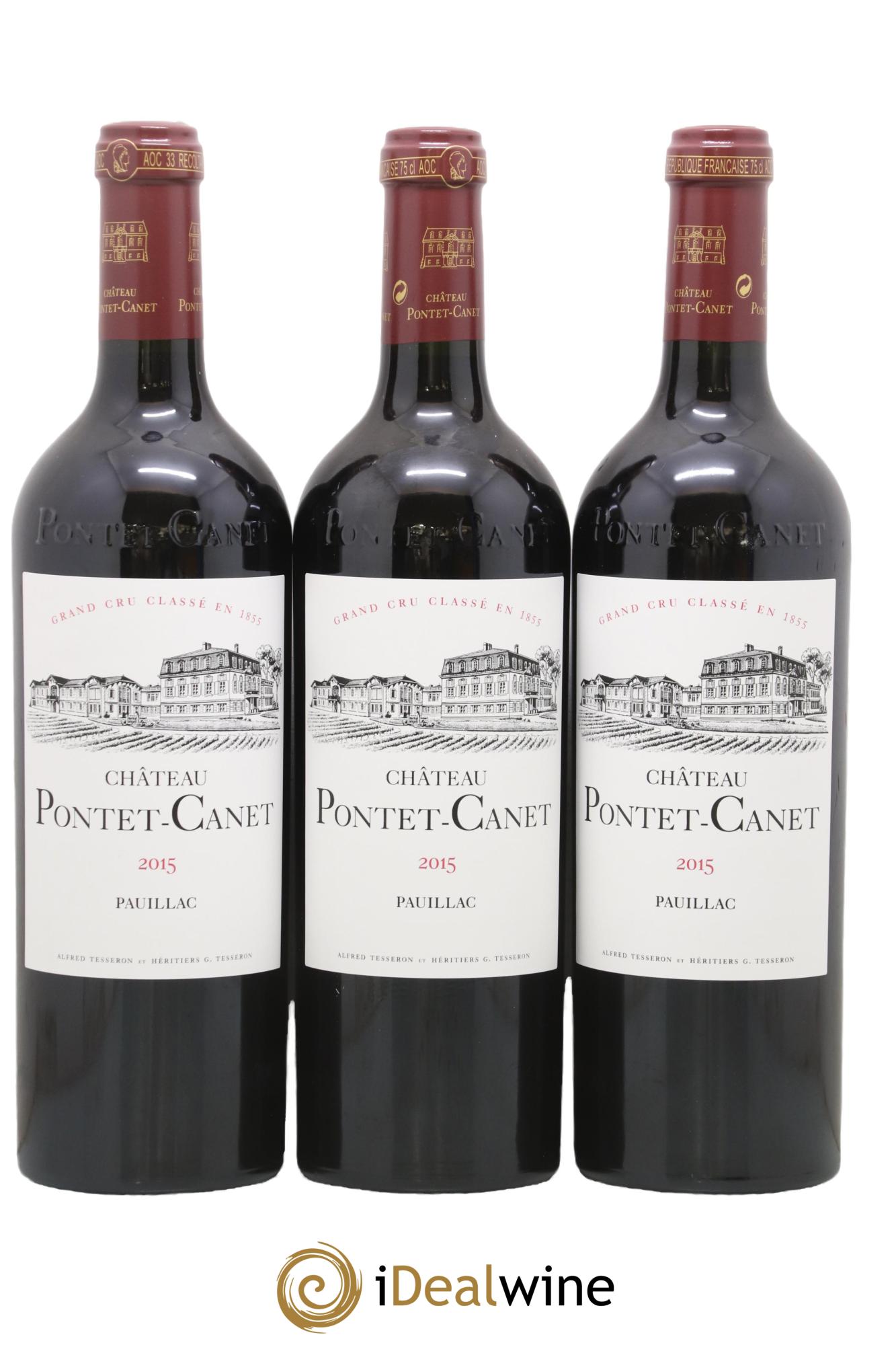 Château Pontet Canet 5ème Grand Cru Classé 2015 - Lot de 3 bouteilles - 0