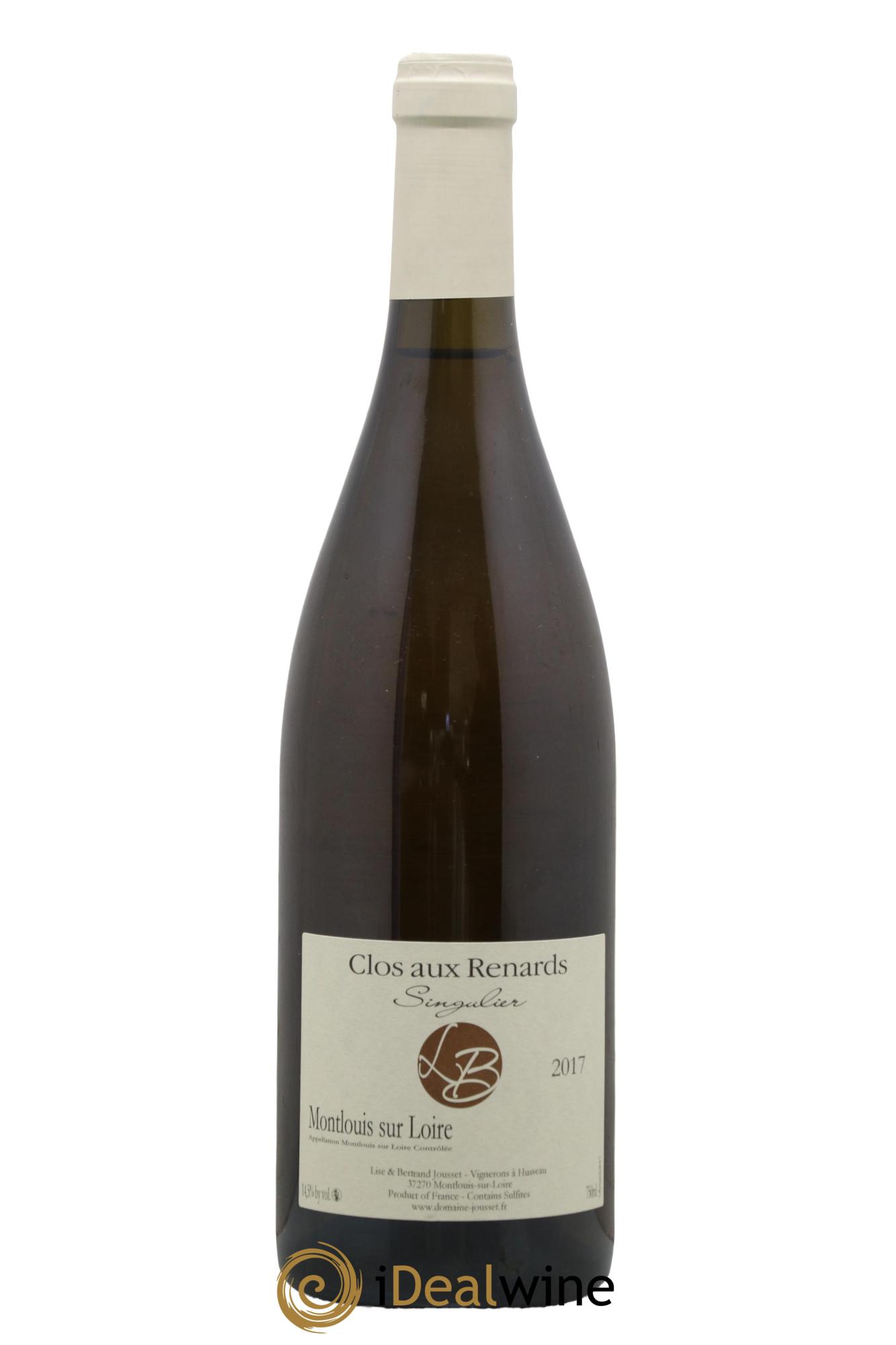 Montlouis-sur-Loire Clos aux Renards Singulier Lise et Bertrand Jousset 2017 - Lot de 1 bouteille - 0