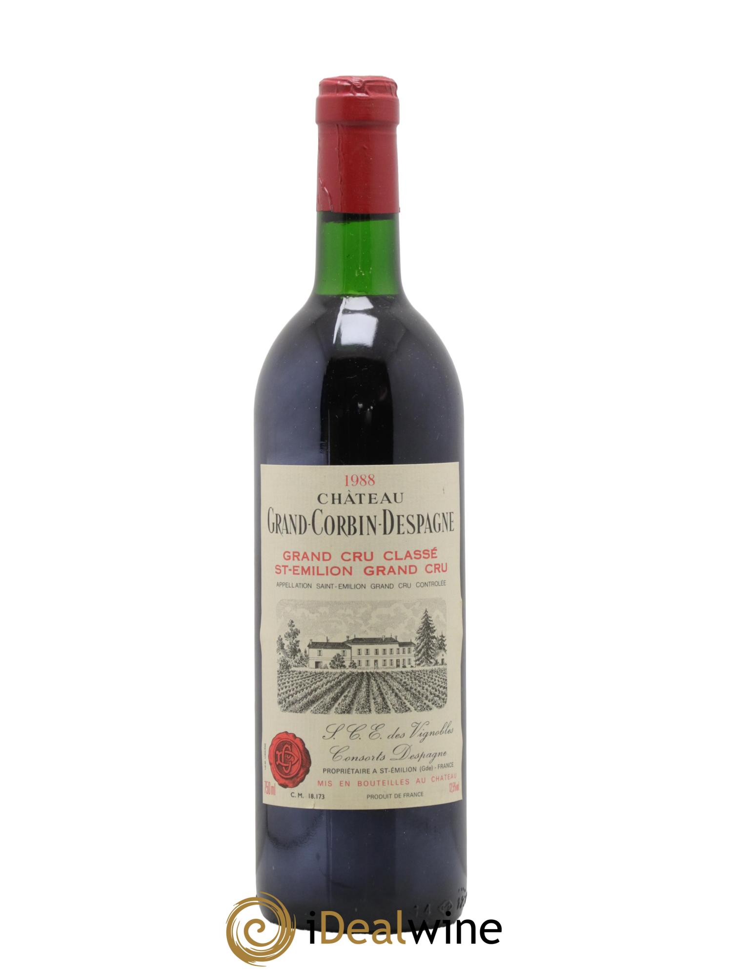 Château Grand Corbin Despagne Grand Cru Classé 1988 - Lot de 1 bouteille - 0