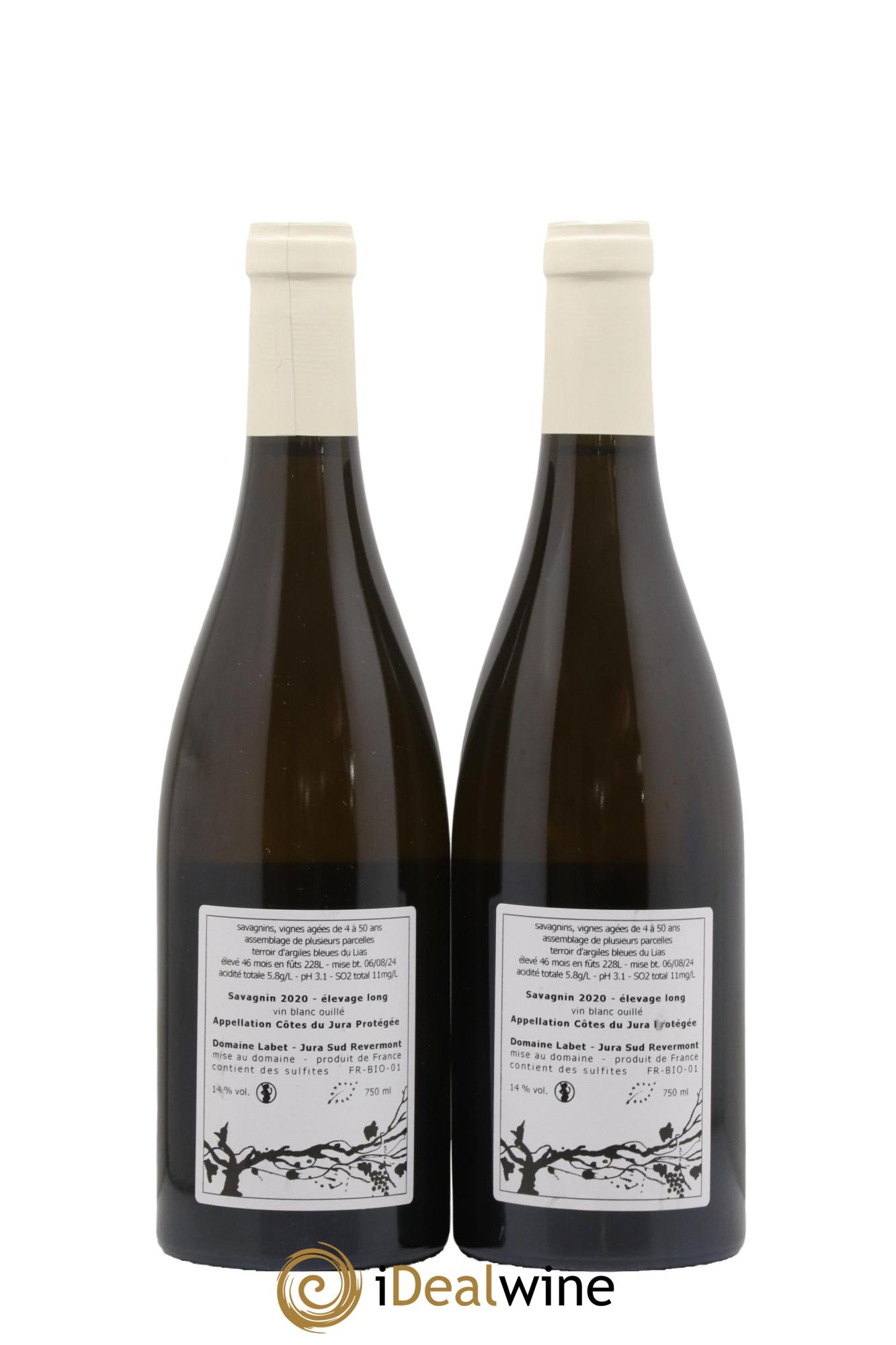 Côtes du Jura Savagnin en Chalasse Elevage Long Romain - Julien  - Charline Labet 2020 - Posten von 2 Flaschen - 1