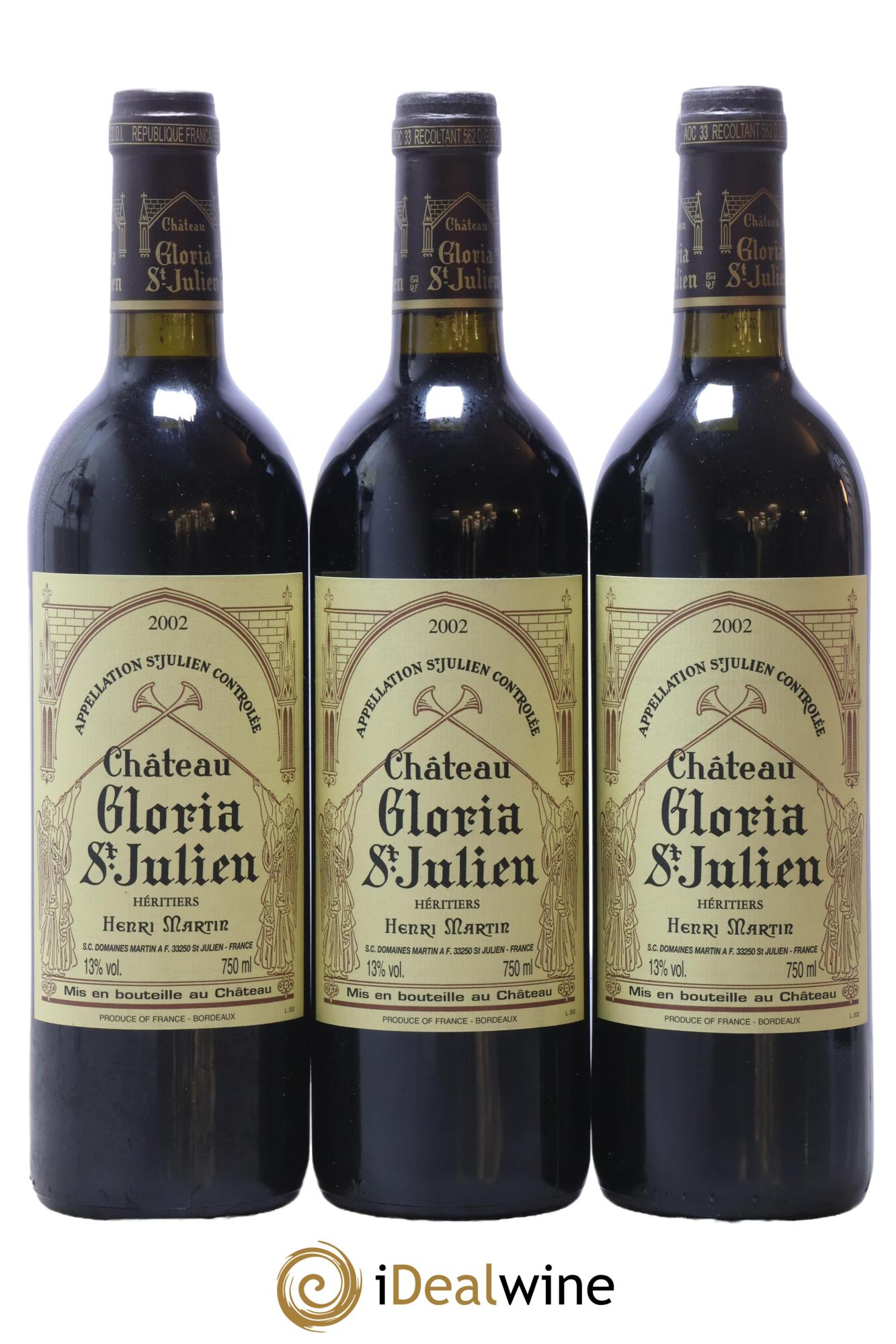 Château Gloria 2002 - Lotto di 3 bottiglie - 0