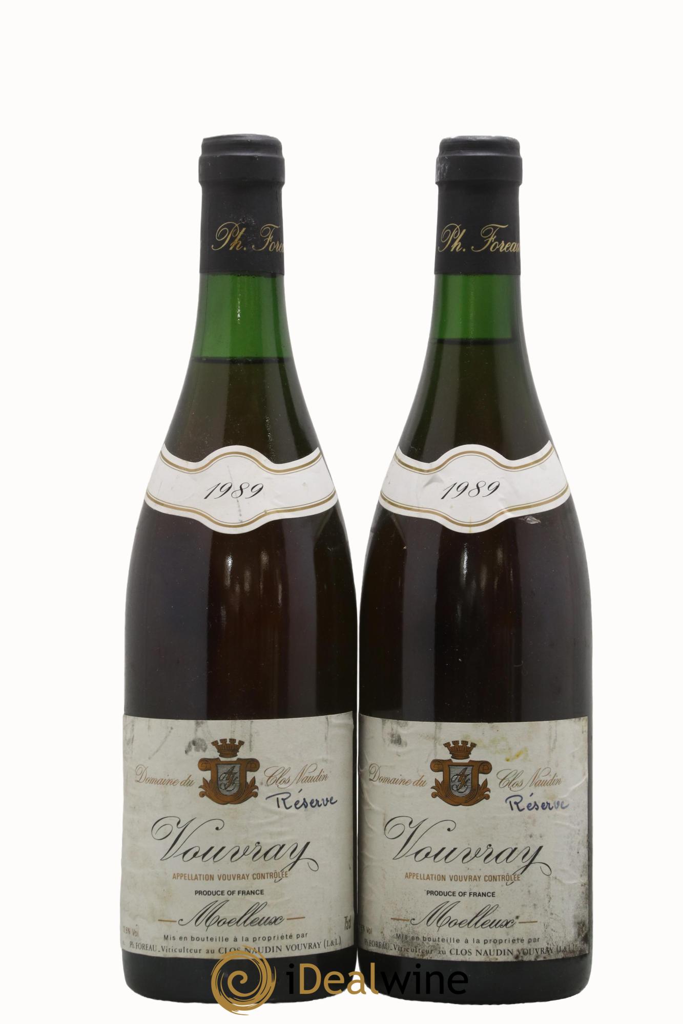 Vouvray Moelleux Clos Naudin - Philippe Foreau 1989 - Lot de 2 bouteilles - 0