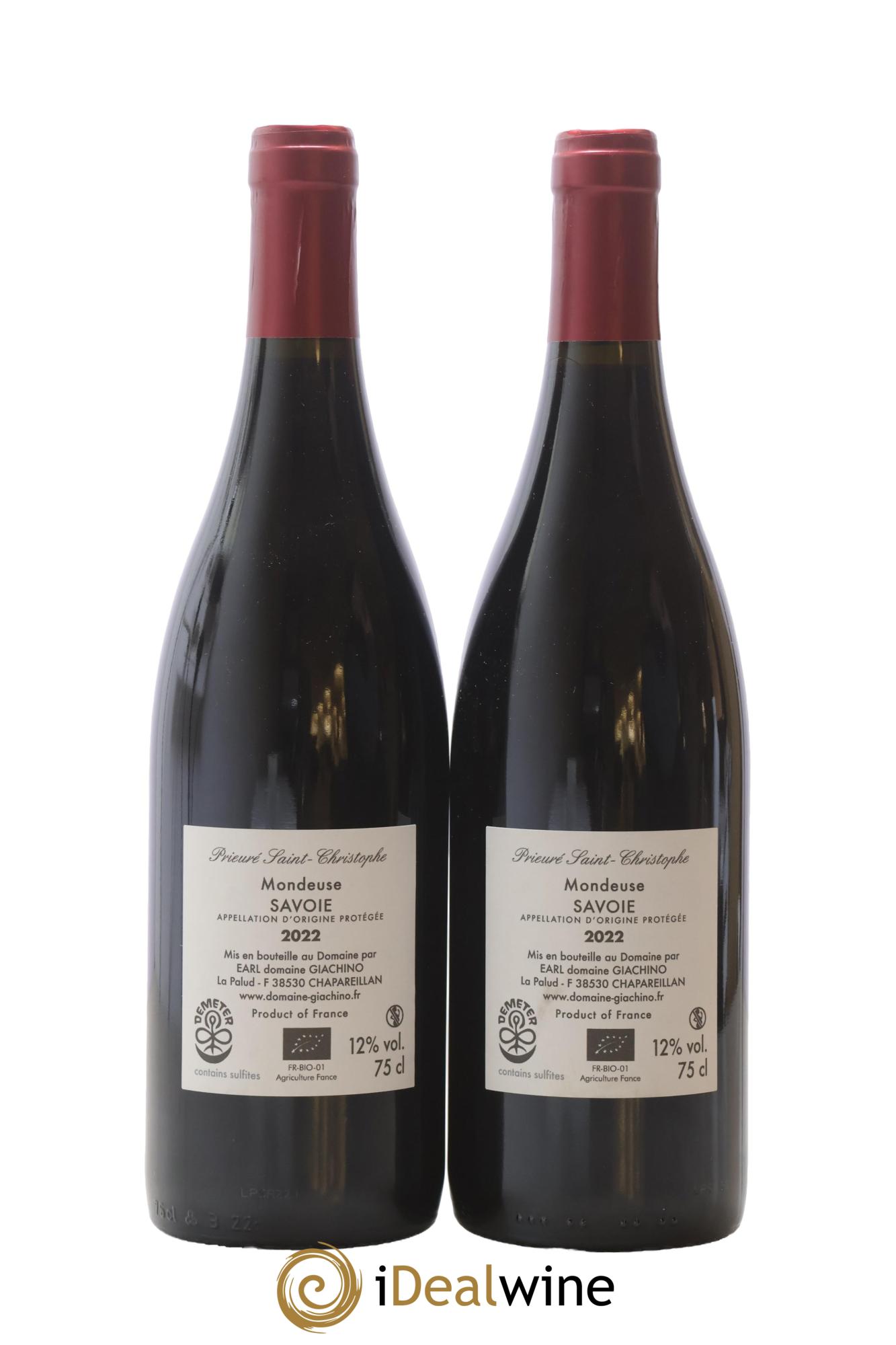 Vin de Savoie Mondeuse Tradition Prieuré Saint Christophe (Domaine) 2022 - Lot of 2 bottles - 1