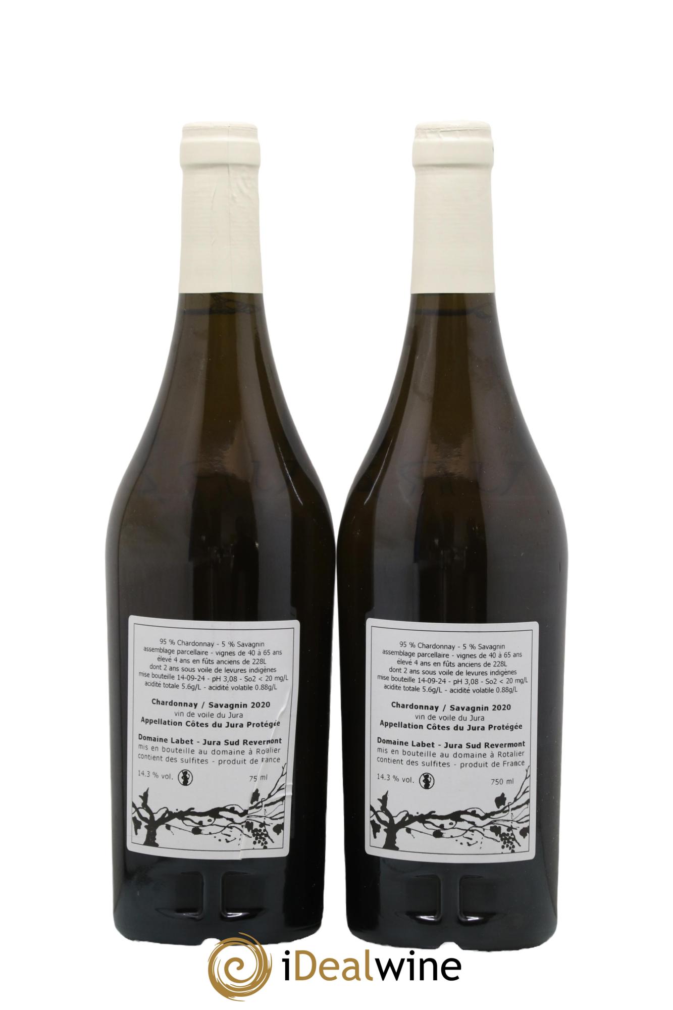 Côtes du Jura Vin de Voile Chardonnay-Savagnin cuvée de garde Romain - Julien  - Charline Labet 2020 - Lot de 2 bouteilles - 1