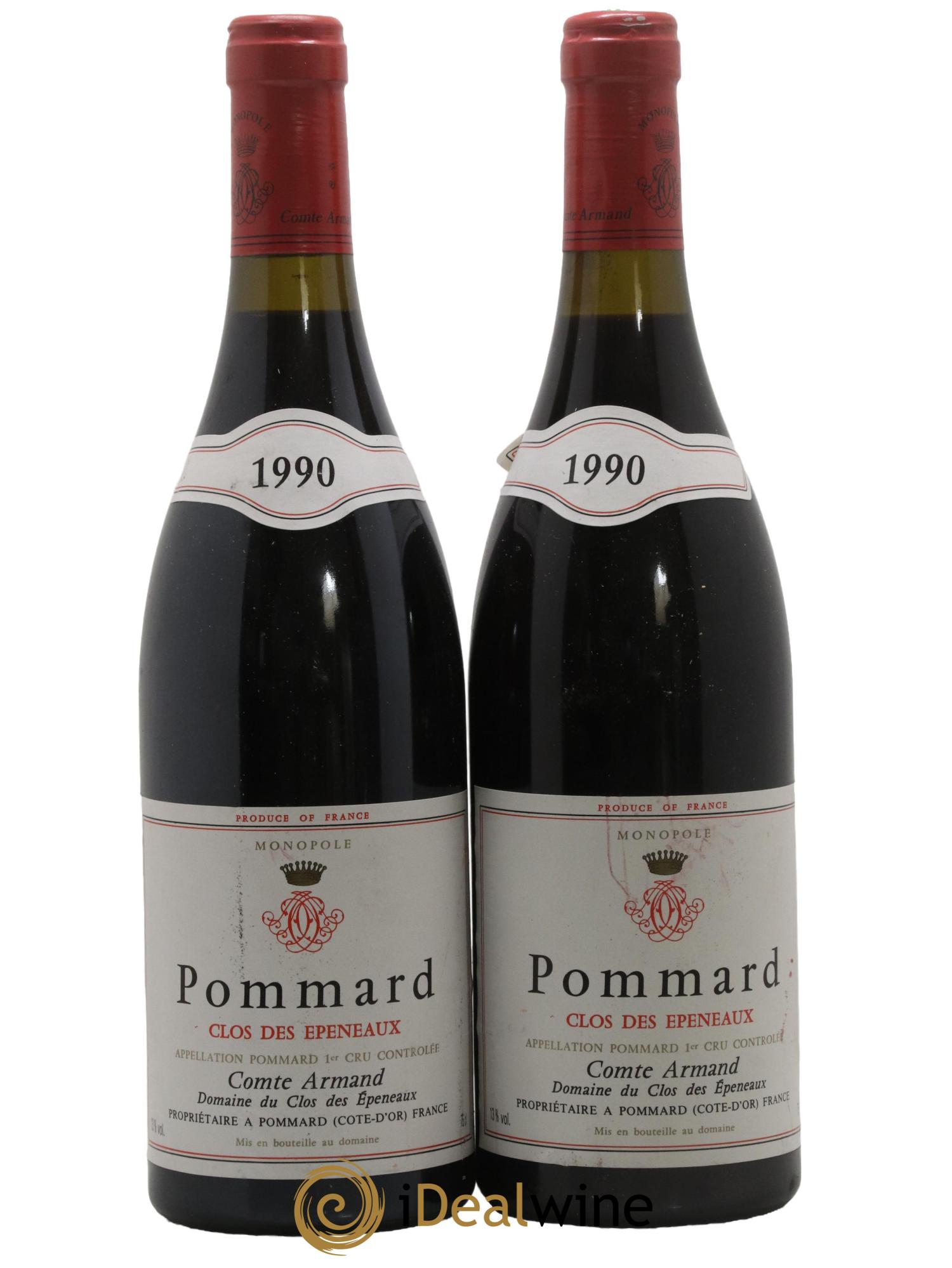 Pommard 1er Cru Clos des Epeneaux Comte Armand 1990 - Lot of 2 bottles - 0
