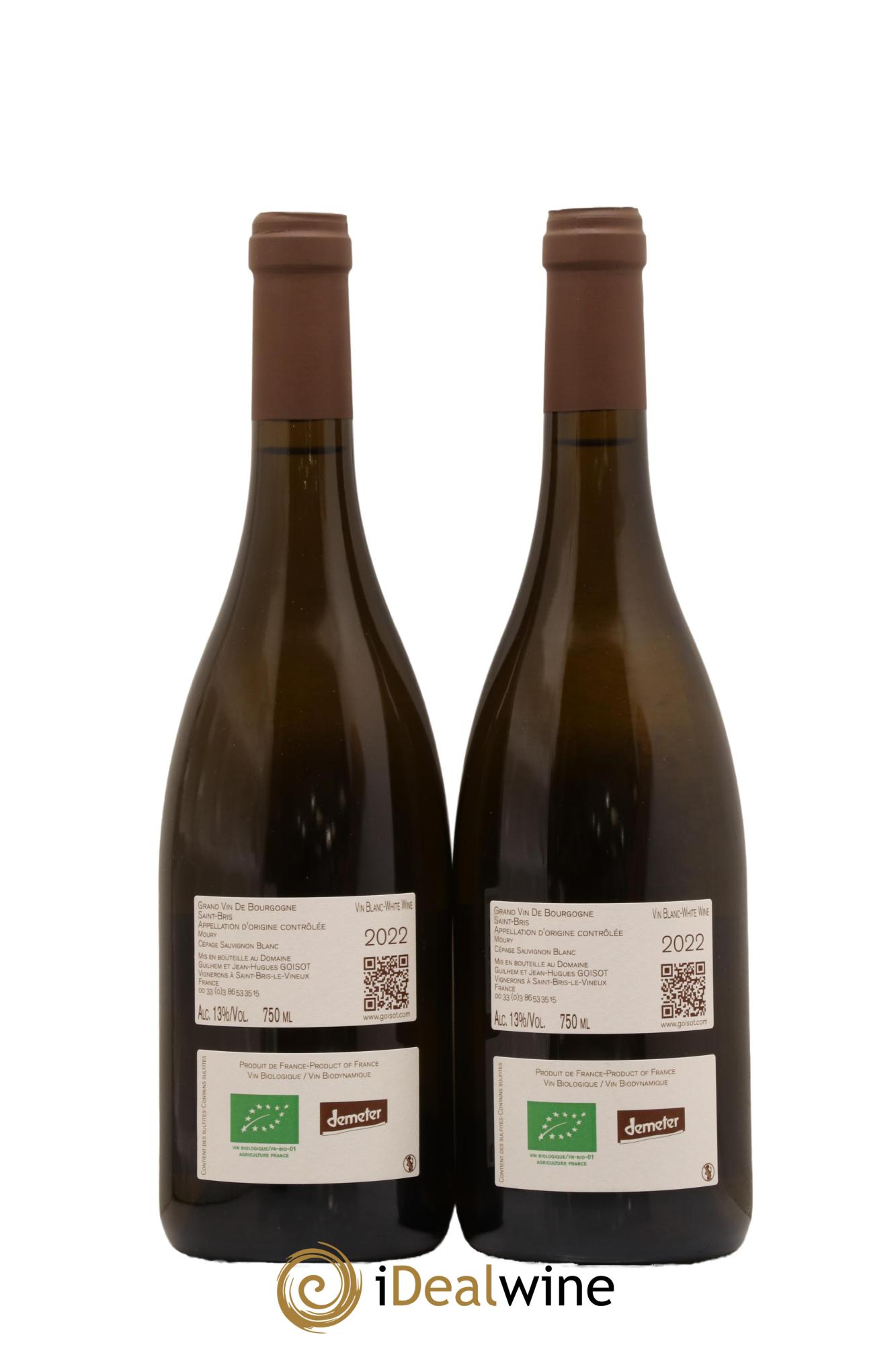 Bourgogne Saint Bris Moury Domaine Goisot 2022 - Lot de 2 bouteilles - 1
