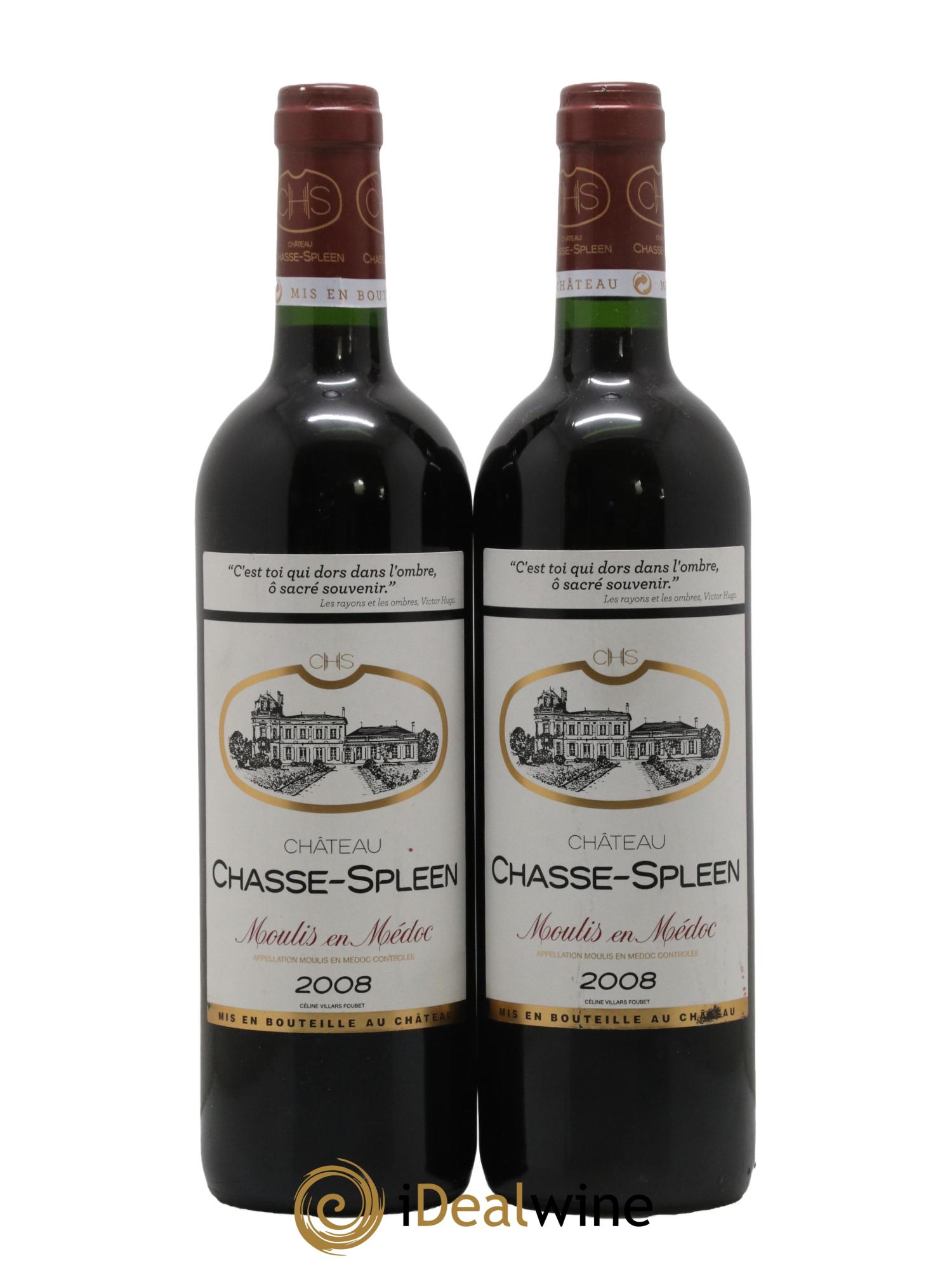 Château Chasse Spleen 2008 - Lot de 2 bouteilles - 0