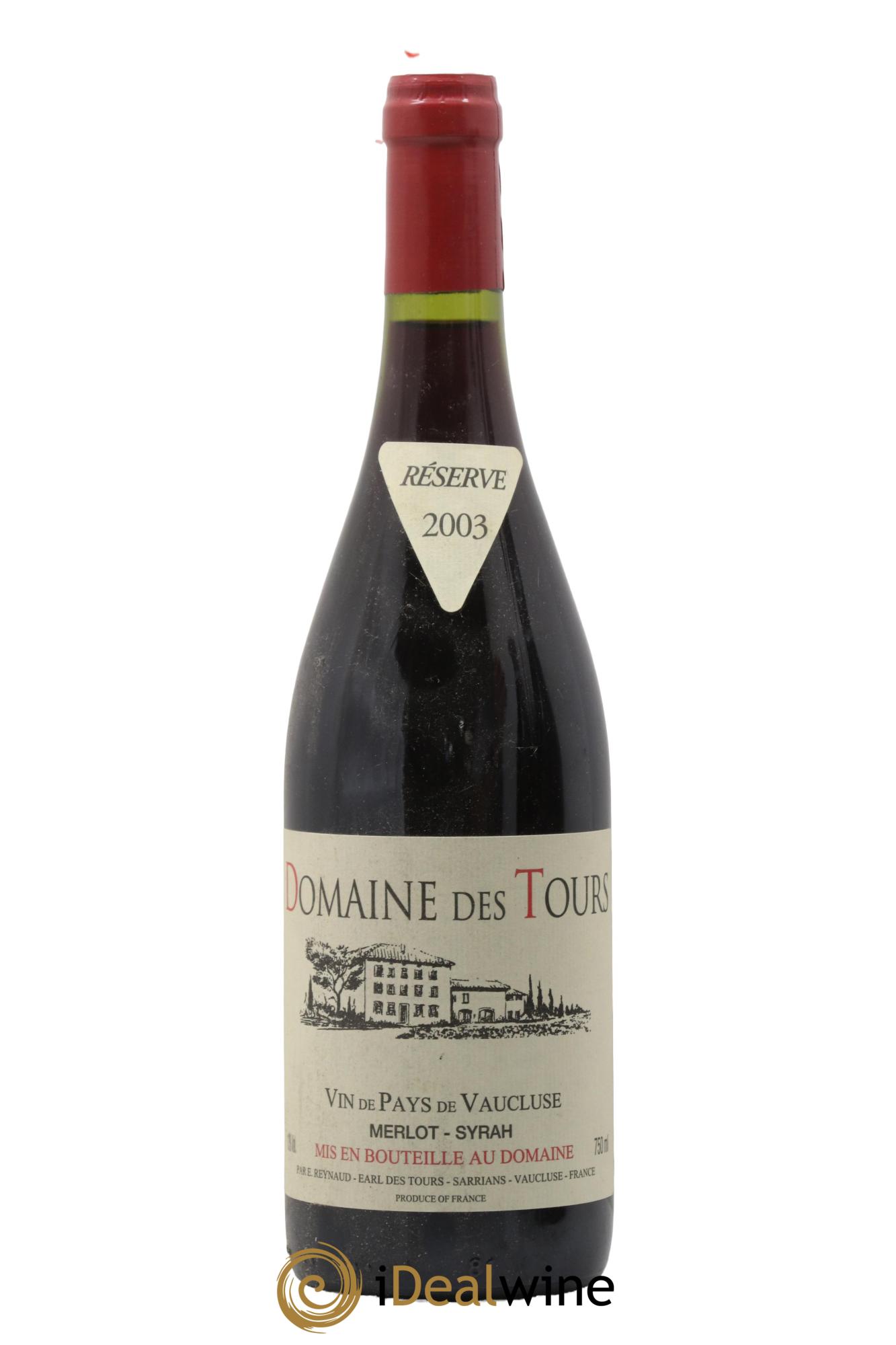Vaucluse Domaine des Tours Merlot-Syrah Emmanuel Reynaud 2003 - Lot de 1 bouteille - 0