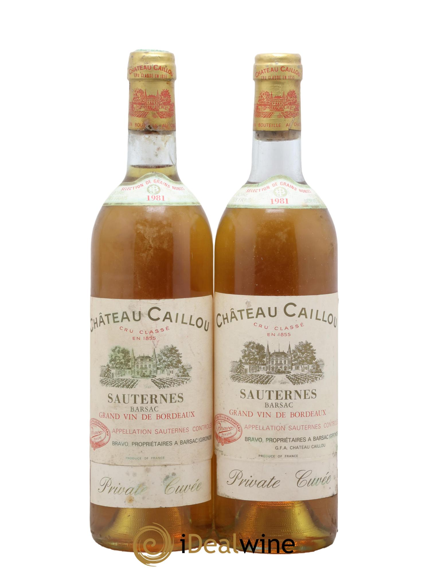 Château Caillou - Private Cuvée Sélection de grains nobles 1981 - Lotto di 2 bottiglie - 0