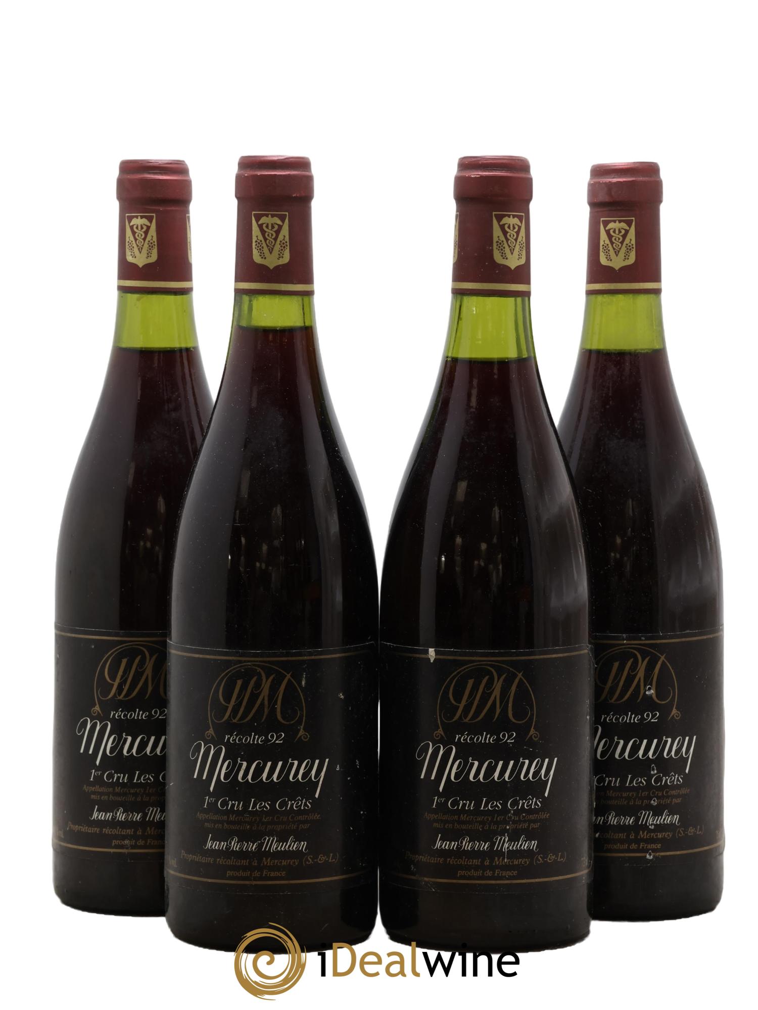 Mercurey 1er Cru Les Crêts Jean-Pierre Meulien 1992 - Lotto di 4 bottiglie - 0