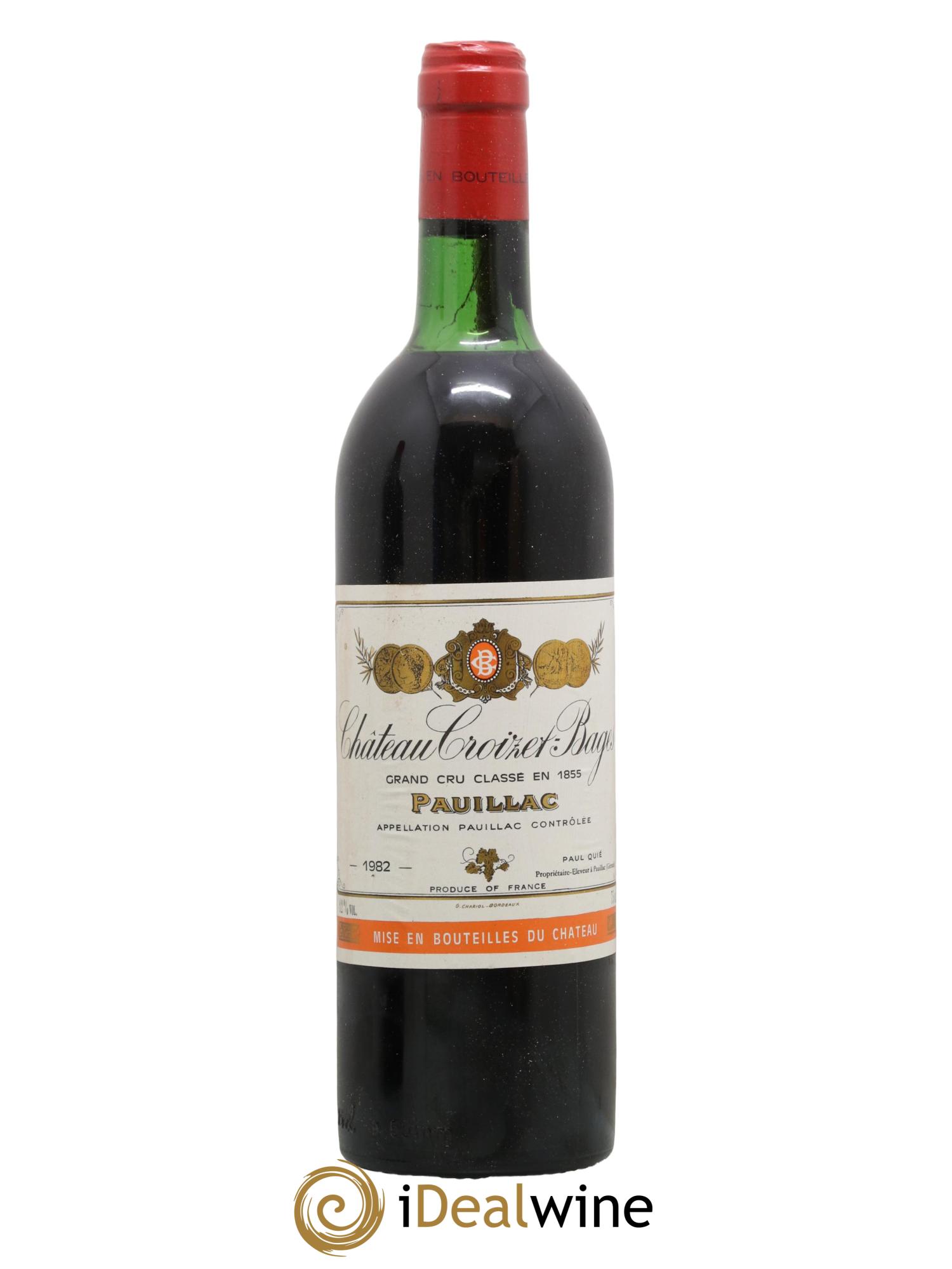 Château Croizet Bages 5ème Grand Cru Classé 1982 - Lot de 1 bouteille - 0