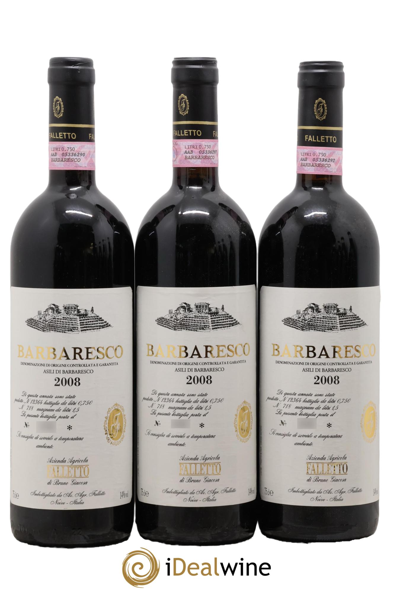 Barbaresco DOCG Asili Azienda Agricola Falletto di Bruno Giacosa 2008 - Lot de 3 bouteilles - 0