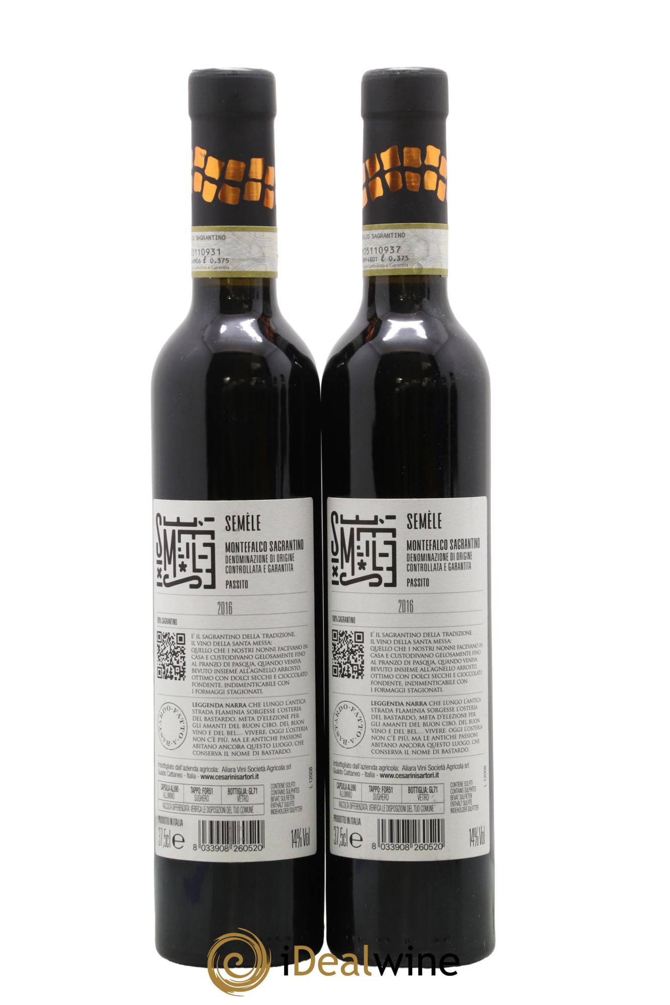 Montefalco DOC Sagratino Passito Semele Cesarini Sartori 2016 - Lot of 2 half-bottles - 1