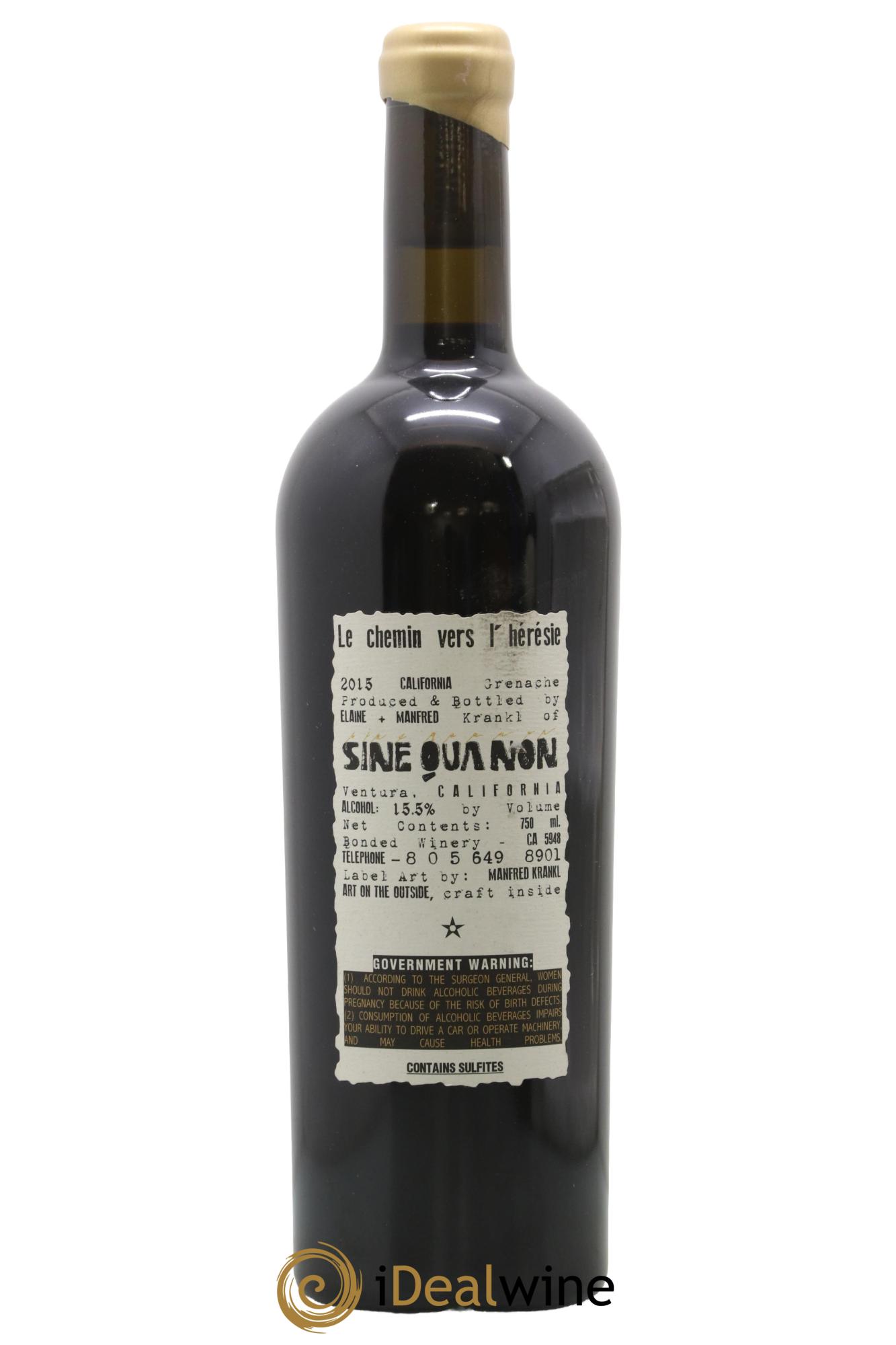 Santa Barbara Sine Qua Non Le Chemin vers l'Hérésie Manfred Krankl 2015 - Lot of 1 bottle - 1